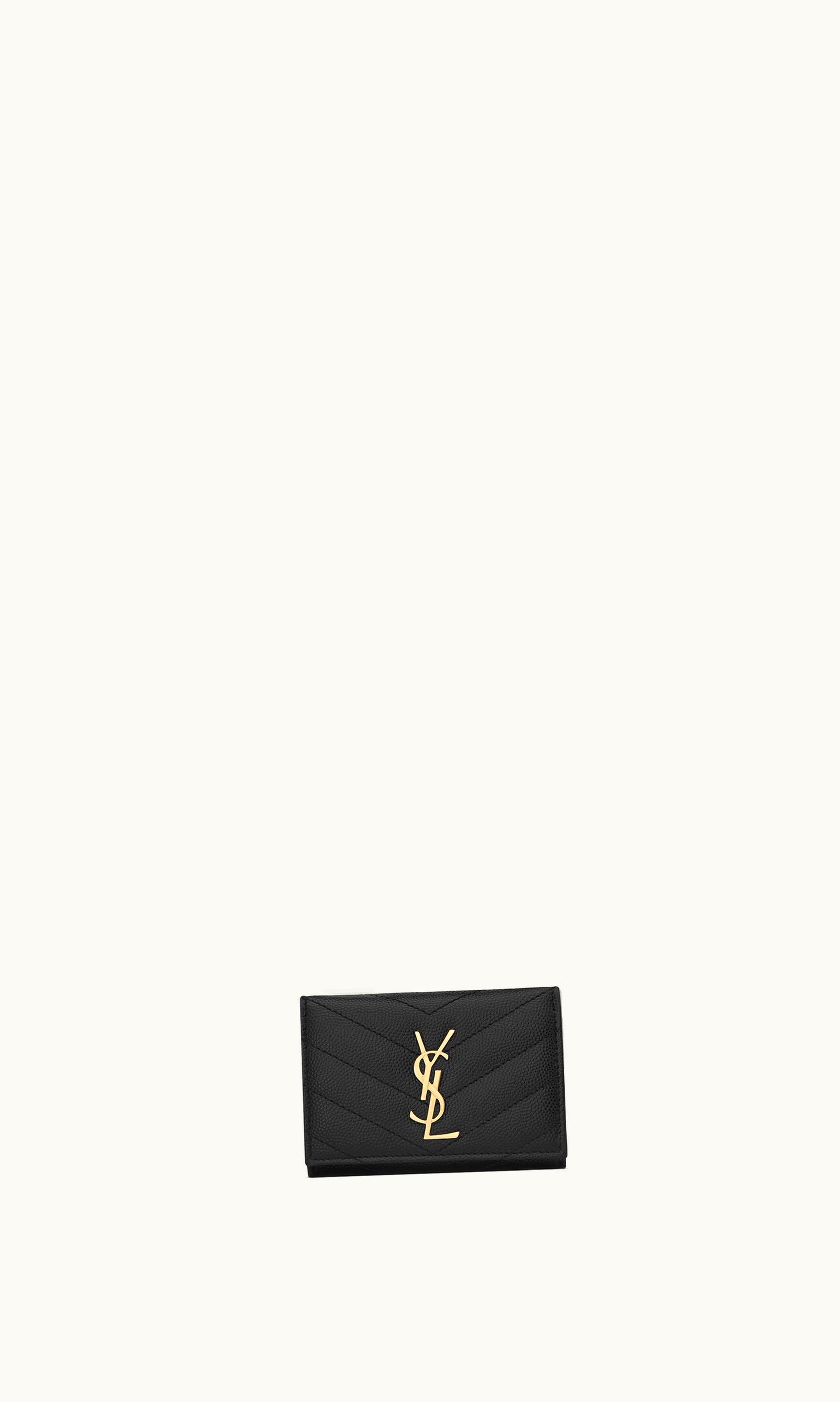 Saint Laurent Saint Laurent Cassandre Slim Key Case In Grain De Poudre Embossed Leather