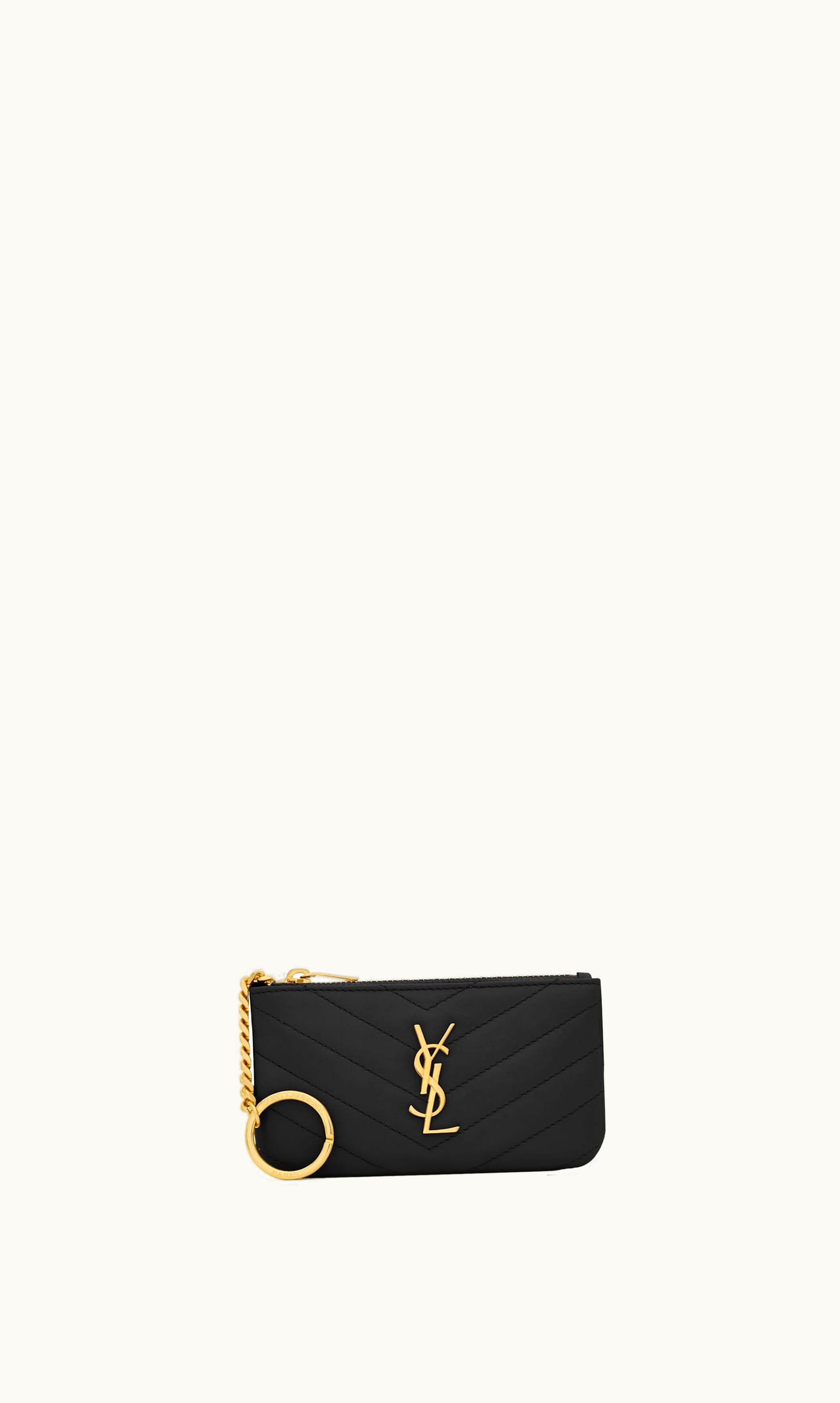 Saint Laurent Saint Laurent Cassandre Matelassé Key Pouch In Grain De Poudre Embossed Leather UZ0158494