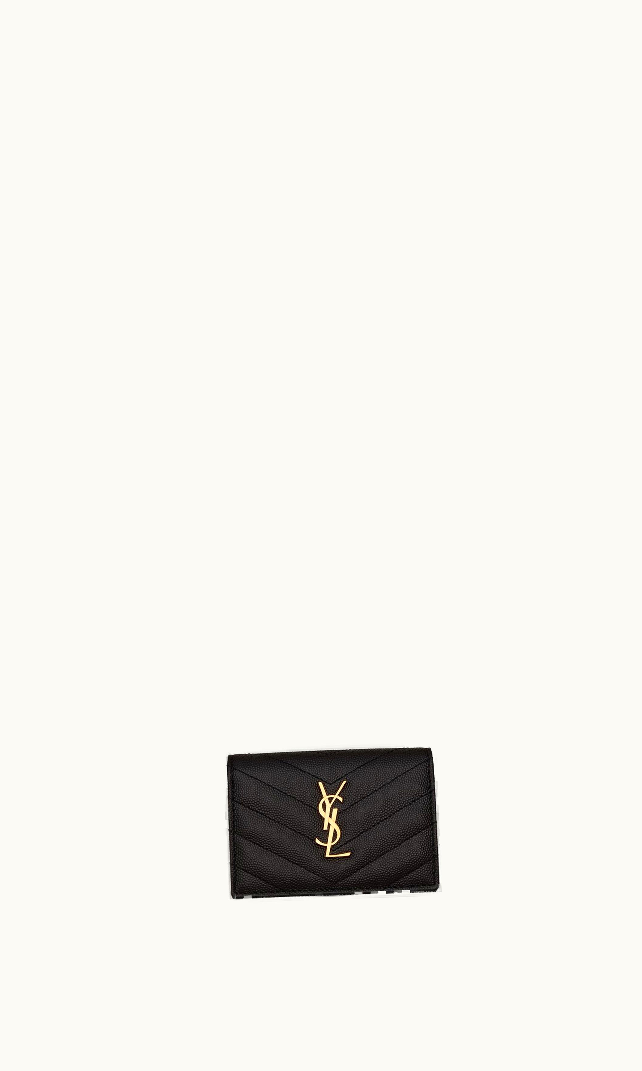 Saint Laurent Saint Laurent Cassandre Matelassé Business Card Case In Grain De Poudre Embossed Leather UZ0158495