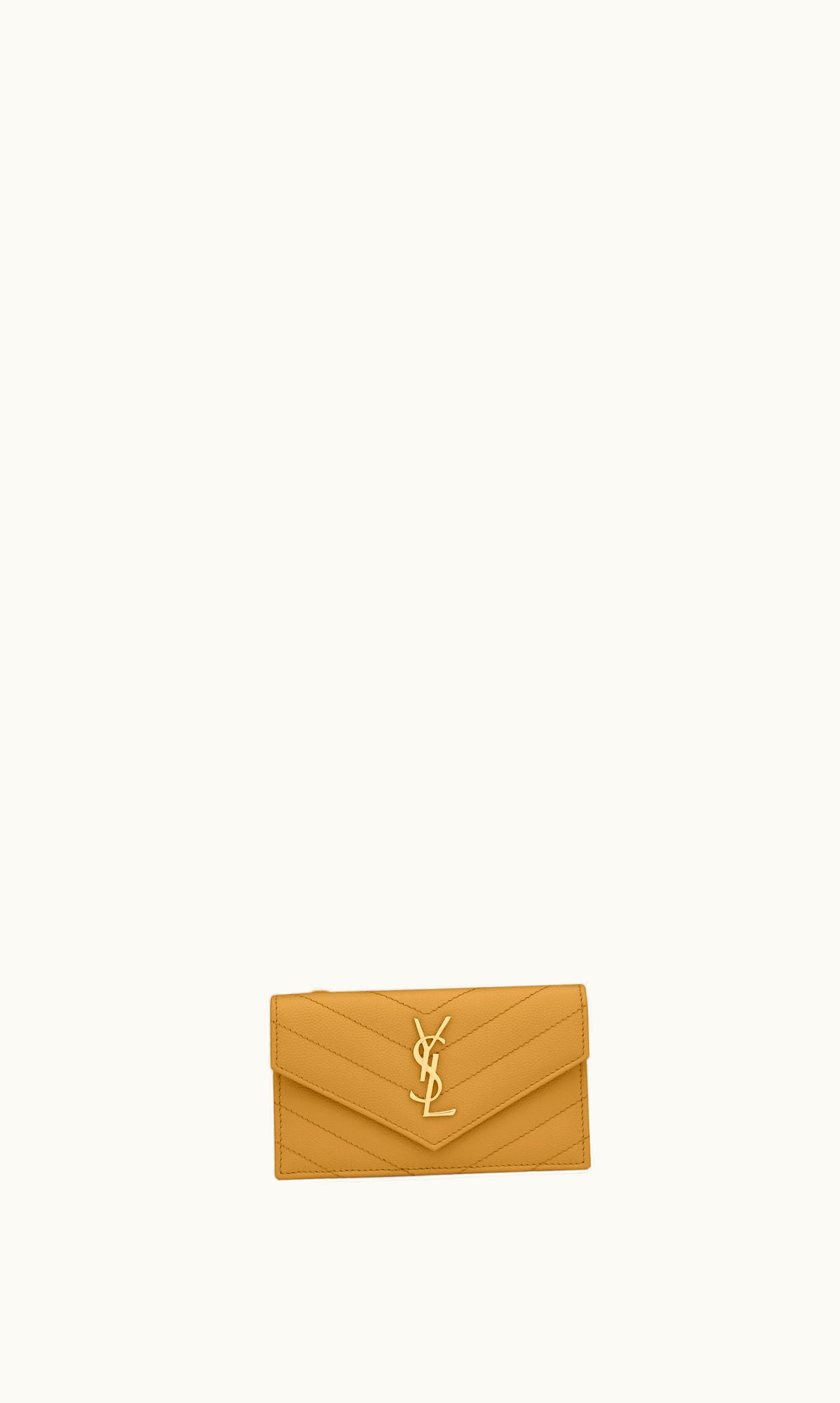 Saint Laurent Saint Laurent Cassandre Matelassé Fragments Zipped Card Case With Flap In Grain De Poudre Embossed Leather UZ0158510