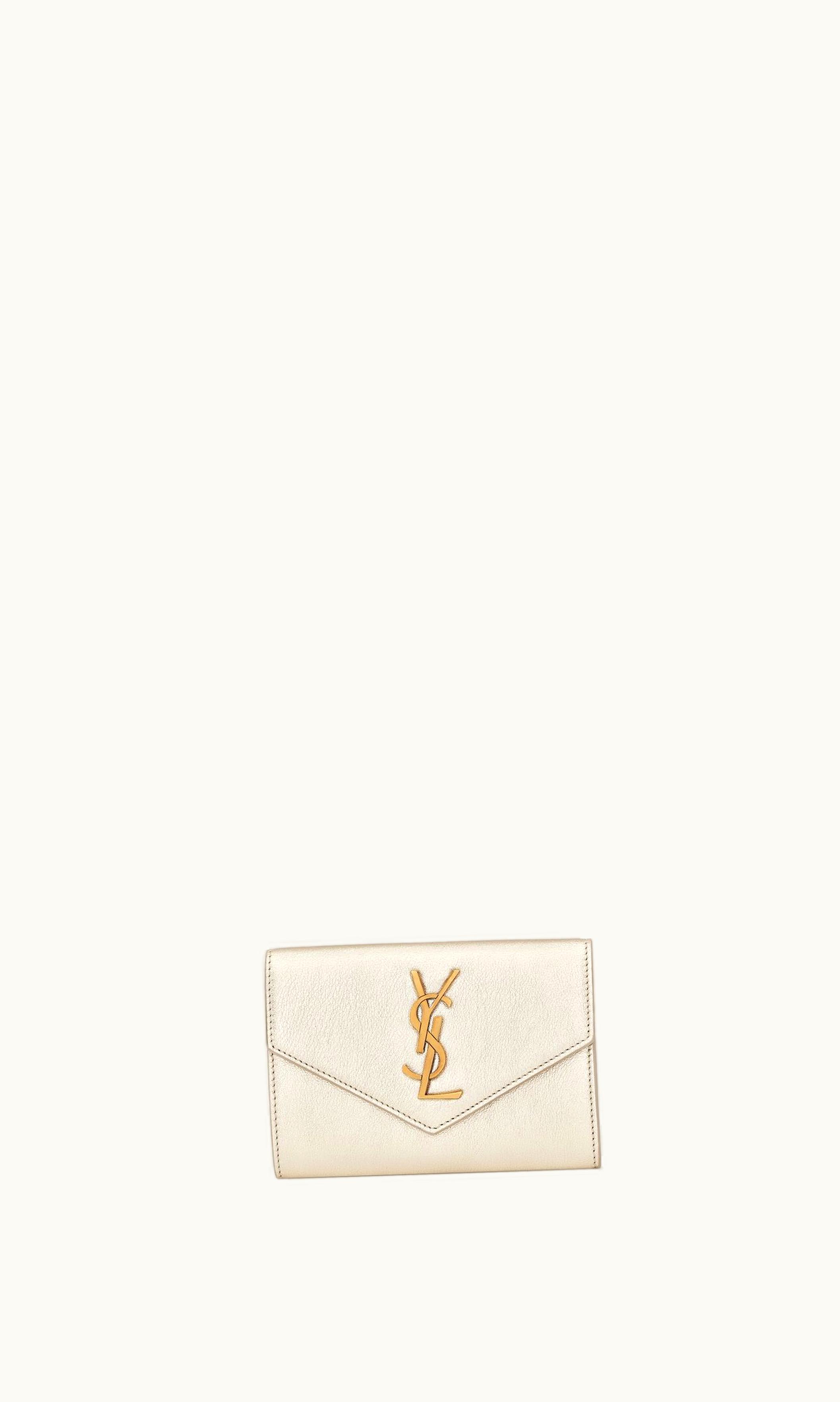 Saint Laurent Saint Laurent Cassandre Small Envelope Wallet In Metallized Leather