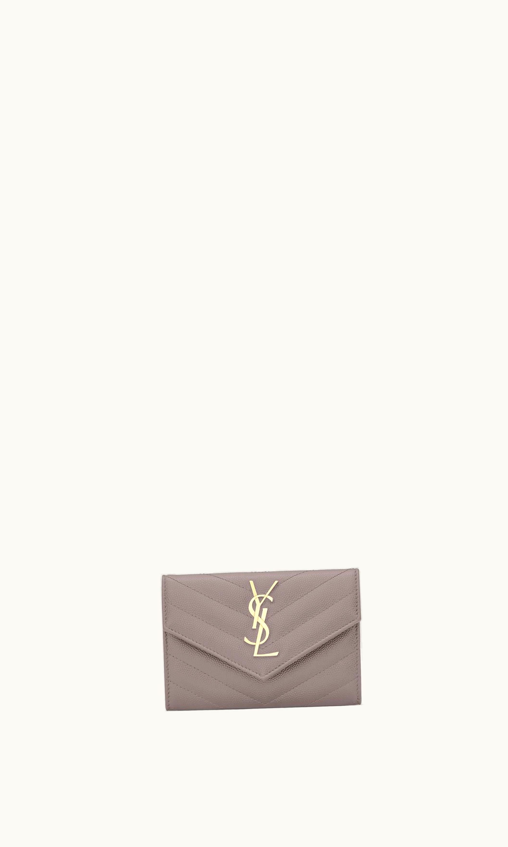 Saint Laurent Saint Laurent Cassandre Matelassé Small Envelope Wallet In Grain De Poudre Embossed Leather UZ0158550