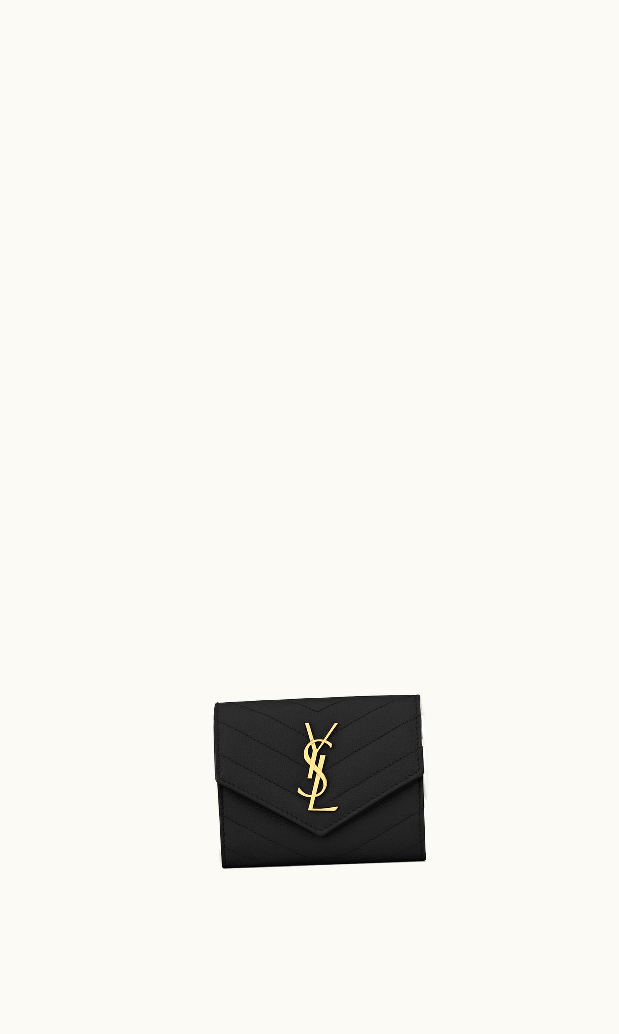 Saint Laurent Saint Laurent Cassandre Matelassé Compact Tri Fold Wallet In Grain De Poudre Embossed Leather UZ0158563