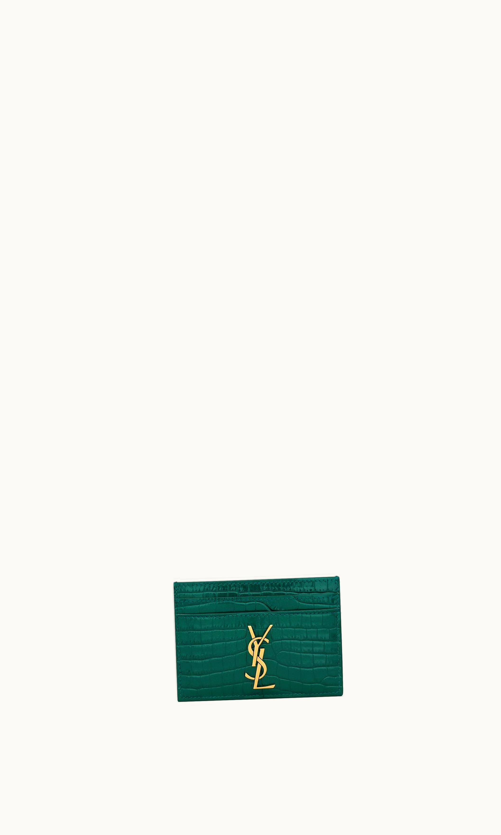 Saint Laurent Saint Laurent Cassandre Card Case In Crocodile-Embossed Shiny Leather UZ0158582