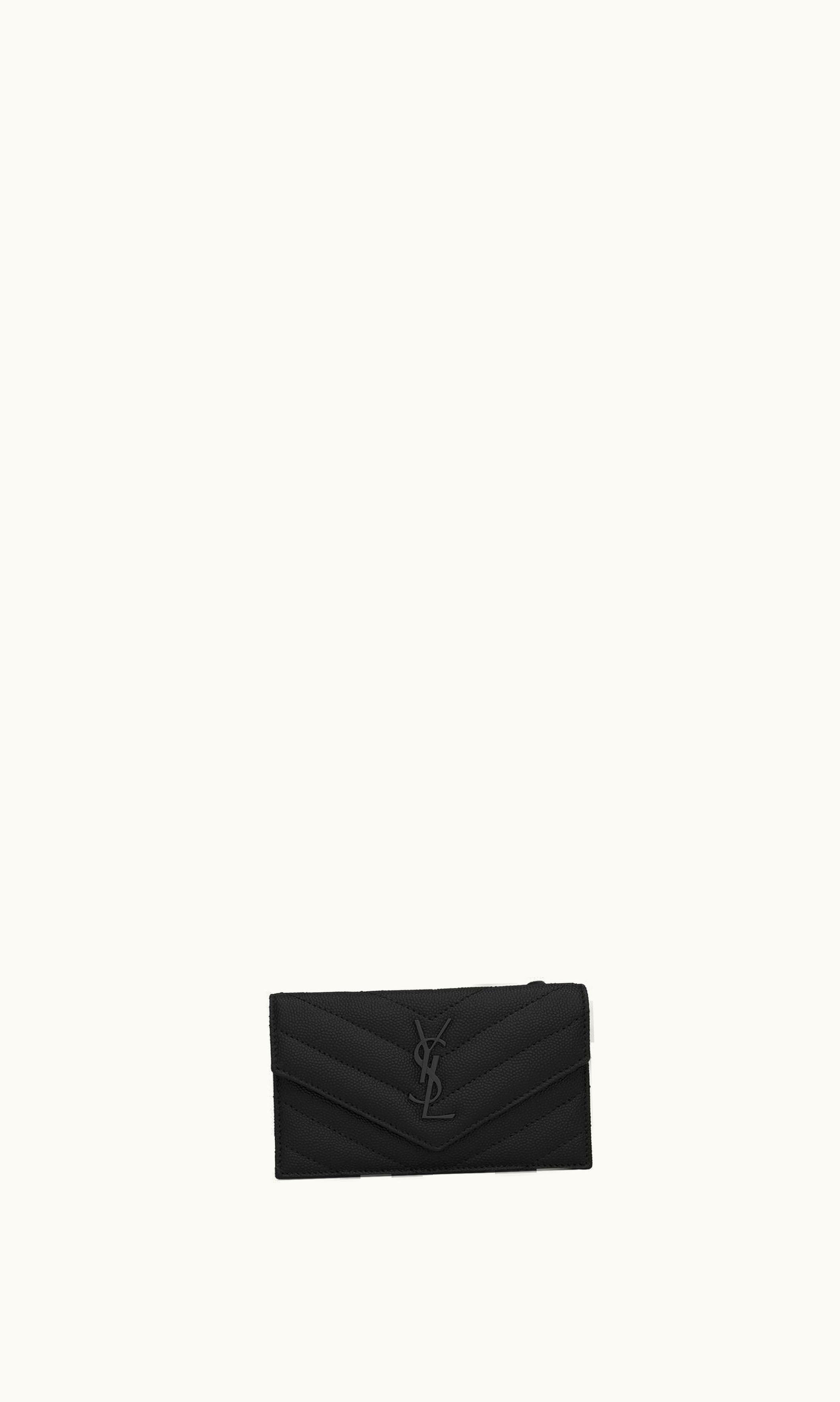 Saint Laurent Saint Laurent Cassandre Matelassé Fragments Flap Card Case In Grain De Poudre Embossed Leather UZ0158589