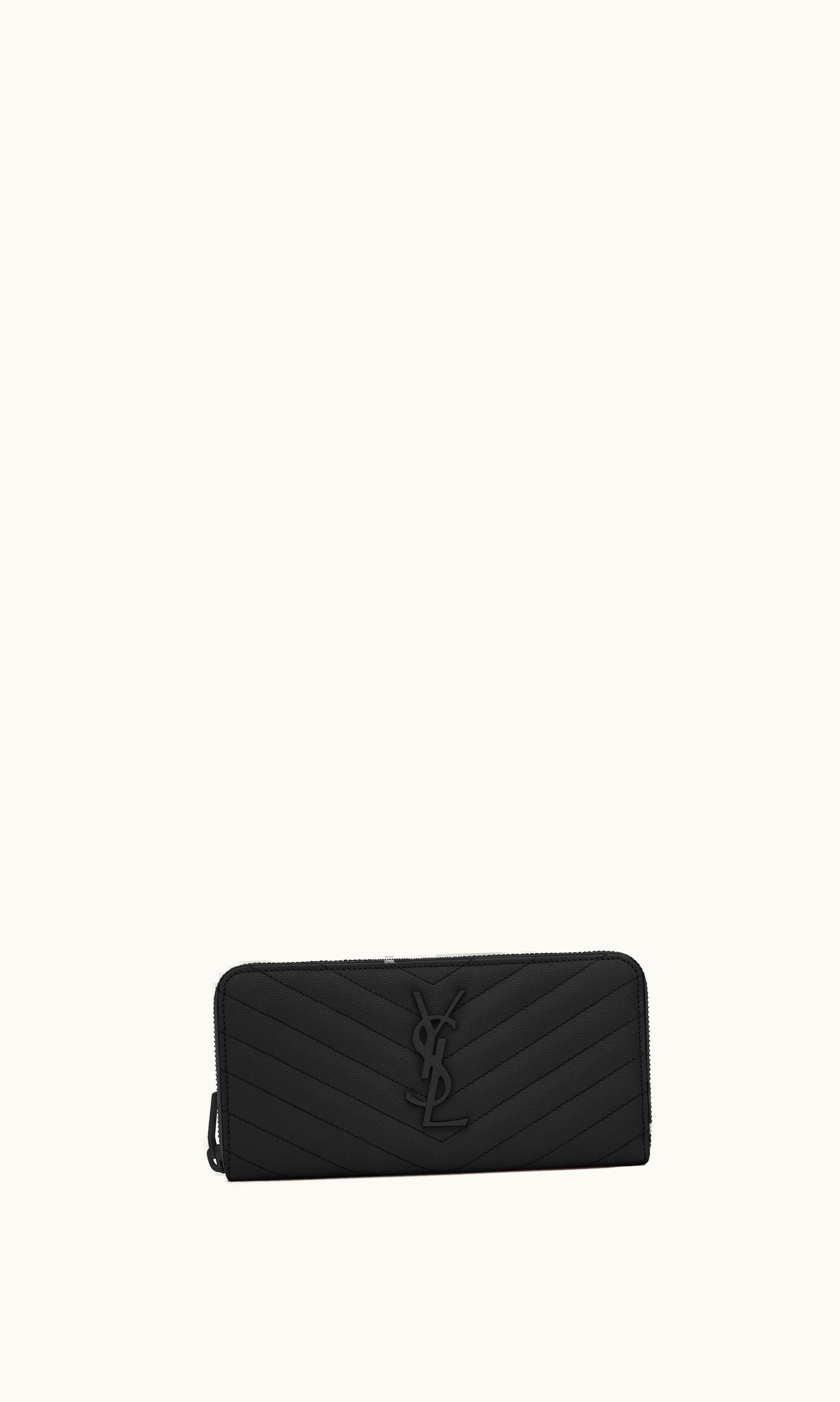 Saint Laurent Saint Laurent Cassandre Matelassé Zip Around Wallet In Grain De Poudre Embossed Leather UZ0158592