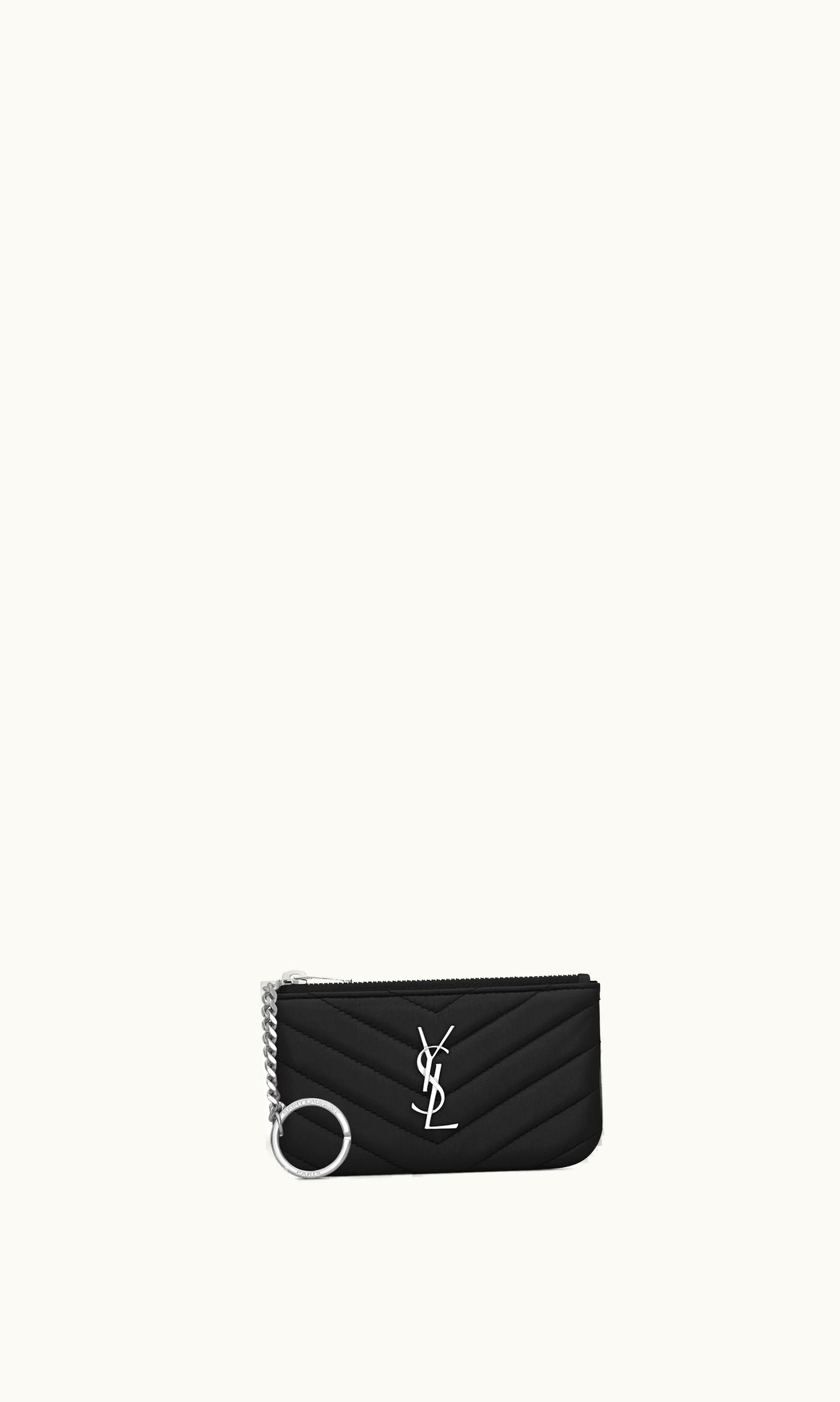 Saint Laurent Saint Laurent Cassandre Matelassé Key Pouch In Grain De Poudre Embossed Leather UZ0158600
