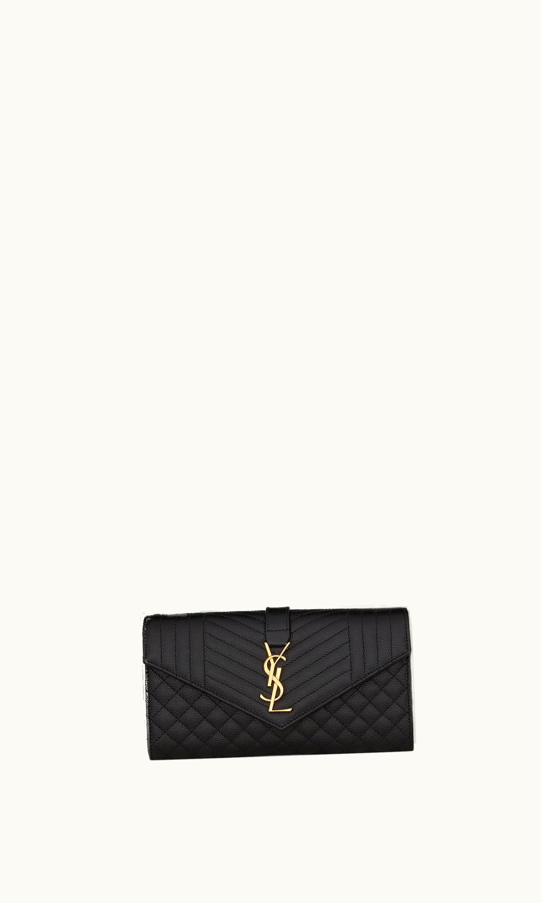 Saint Laurent Saint Laurent Envelope Large Flap Wallet In Grain De Poudre Embossed Leather