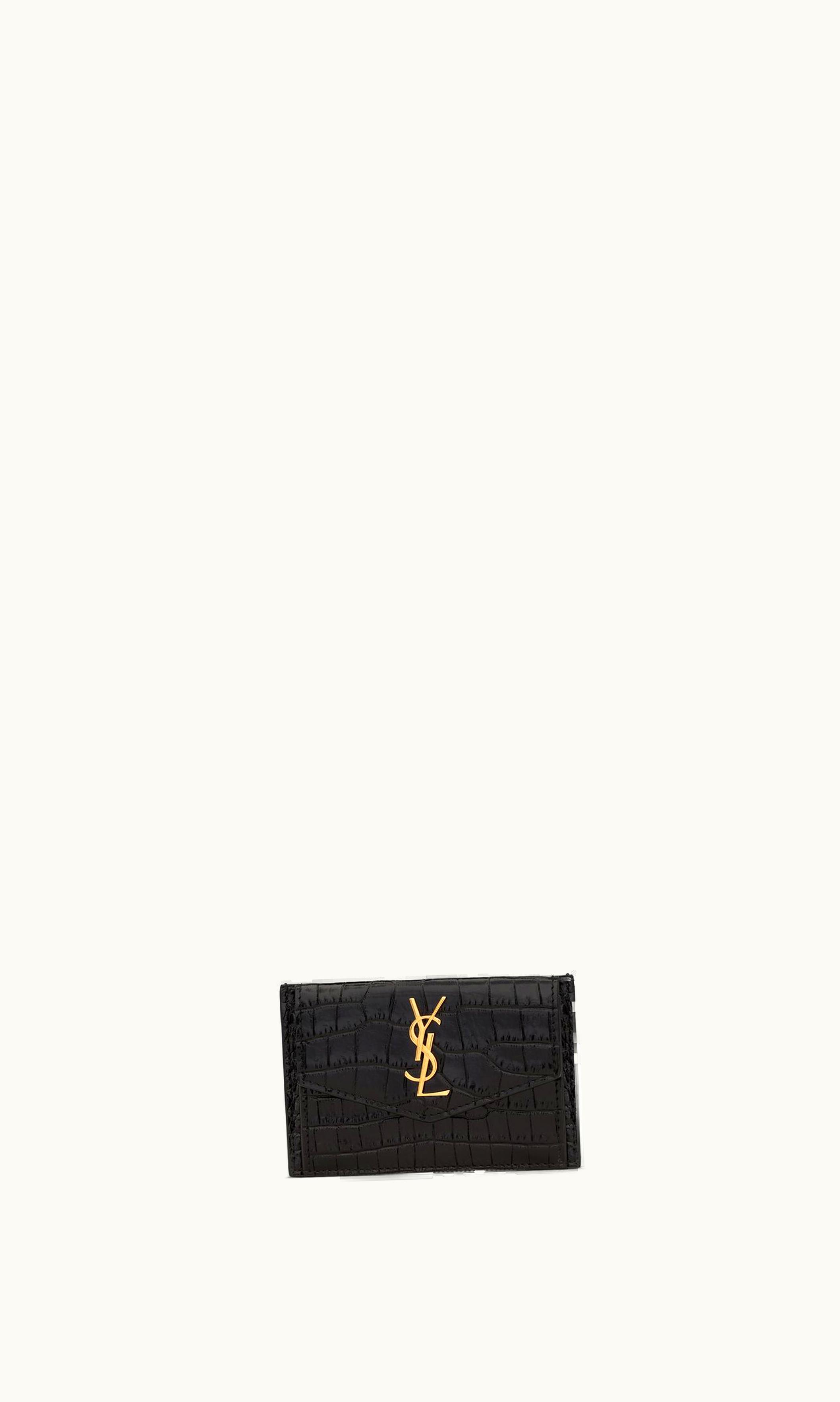 Saint Laurent Saint Laurent Uptown Card Case In Crocodile-Embossed Shiny Leather UZ0158650