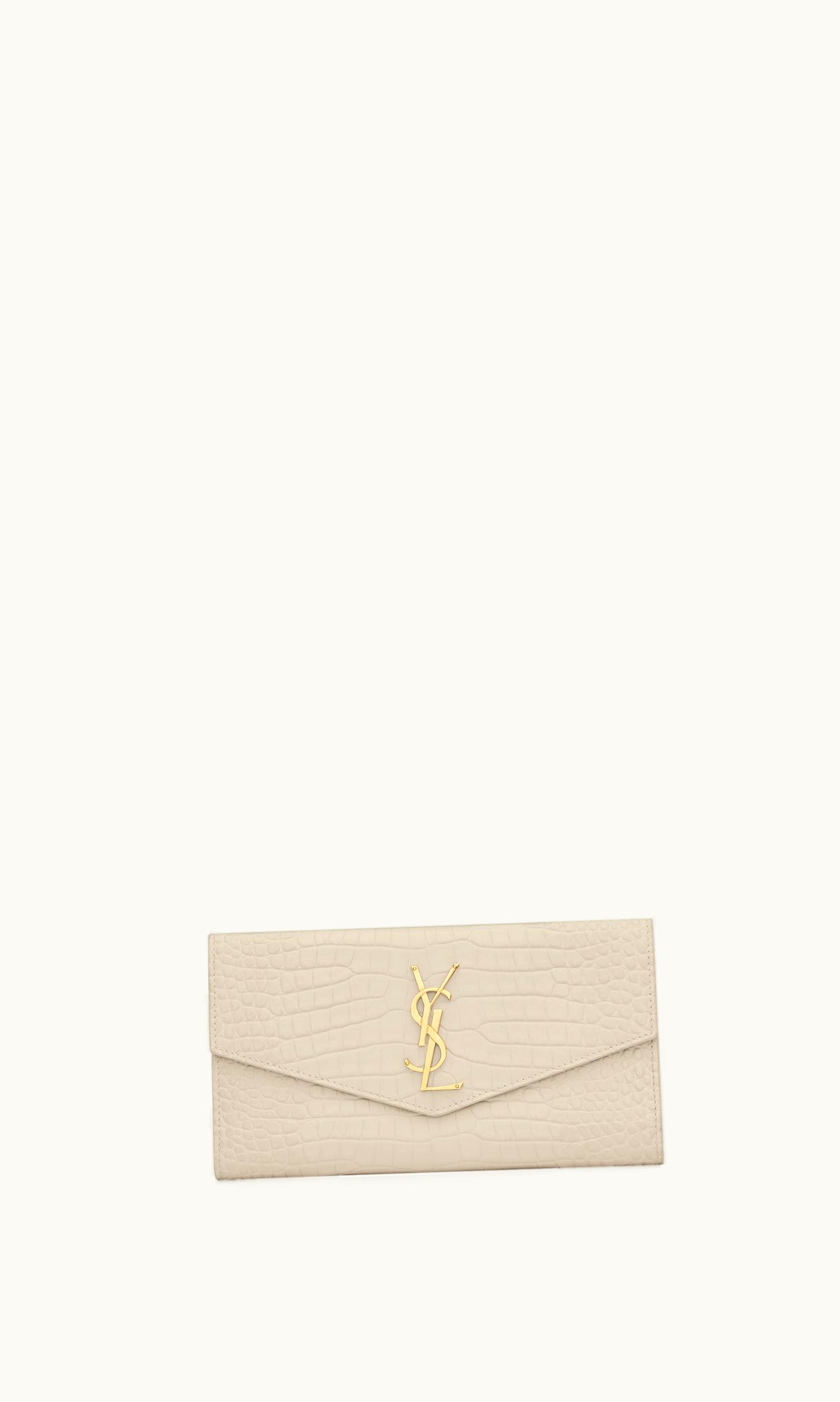 Saint Laurent Saint Laurent Uptown Large Wallet In Crocodile-Embossed Shiny Leather UZ0158651