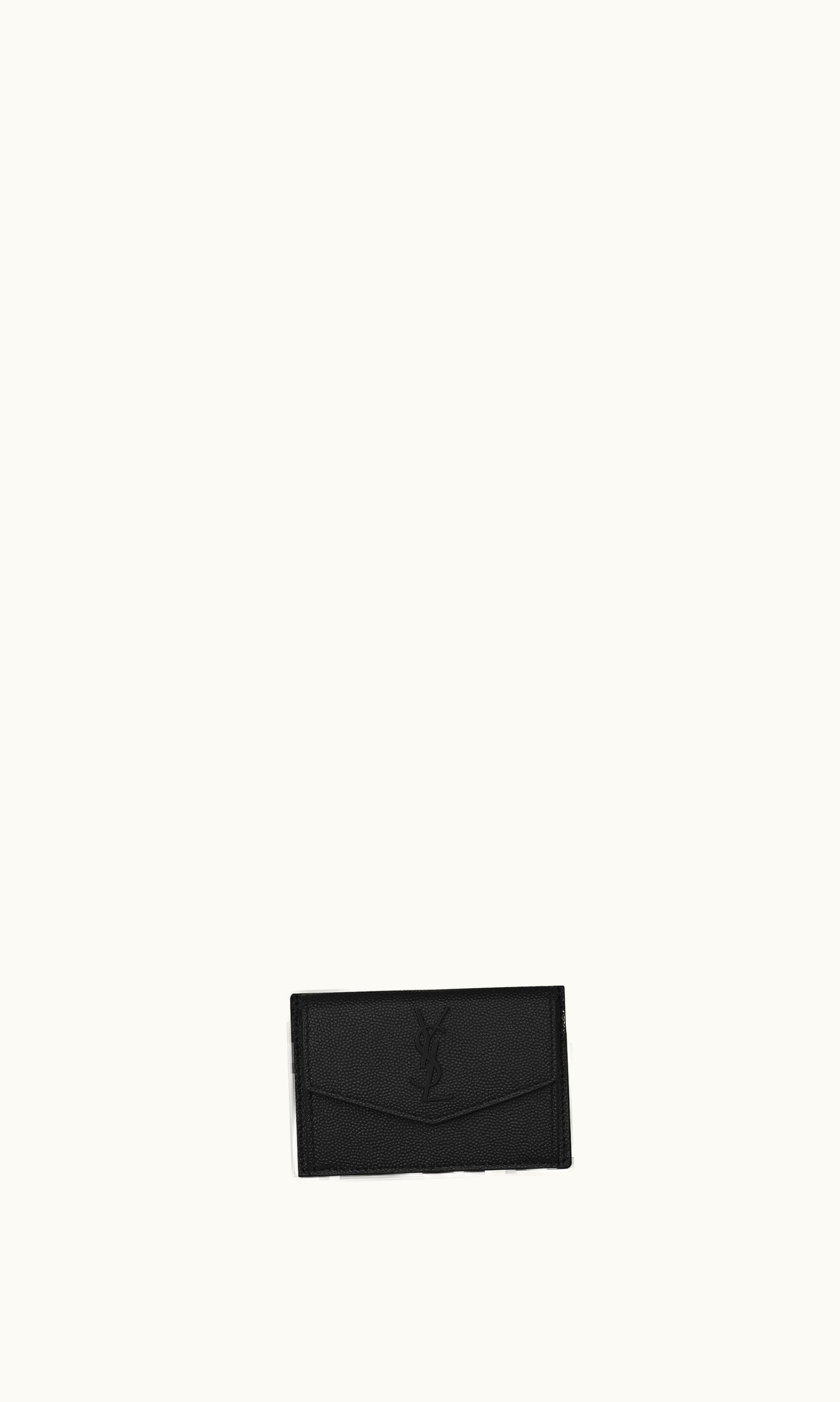 Saint Laurent Saint Laurent Uptown Card Case In Grain De Poudre Embossed Leather