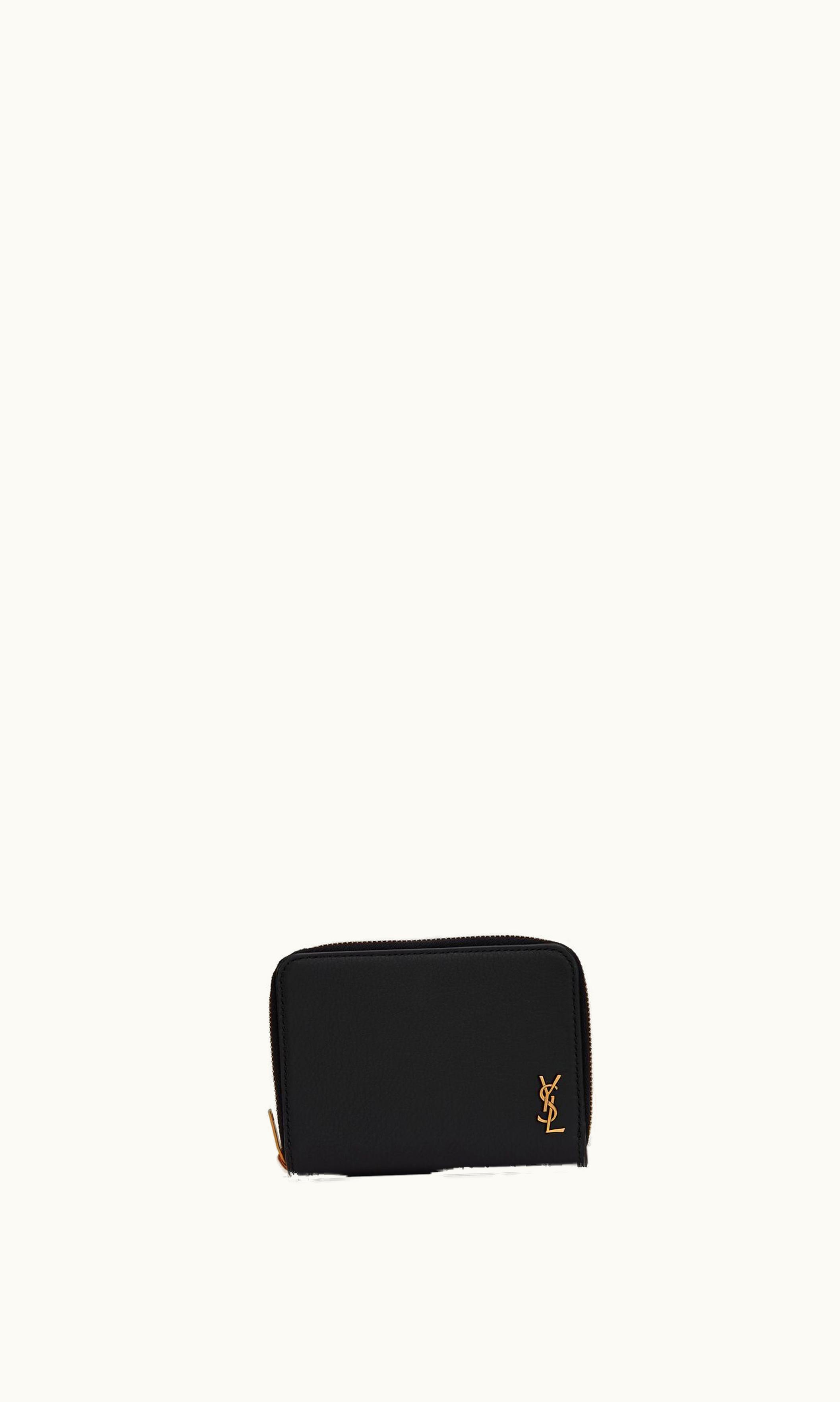 Saint Laurent Saint Laurent Tiny Cassandre Compact Zip-Around Wallet In Grained Leather