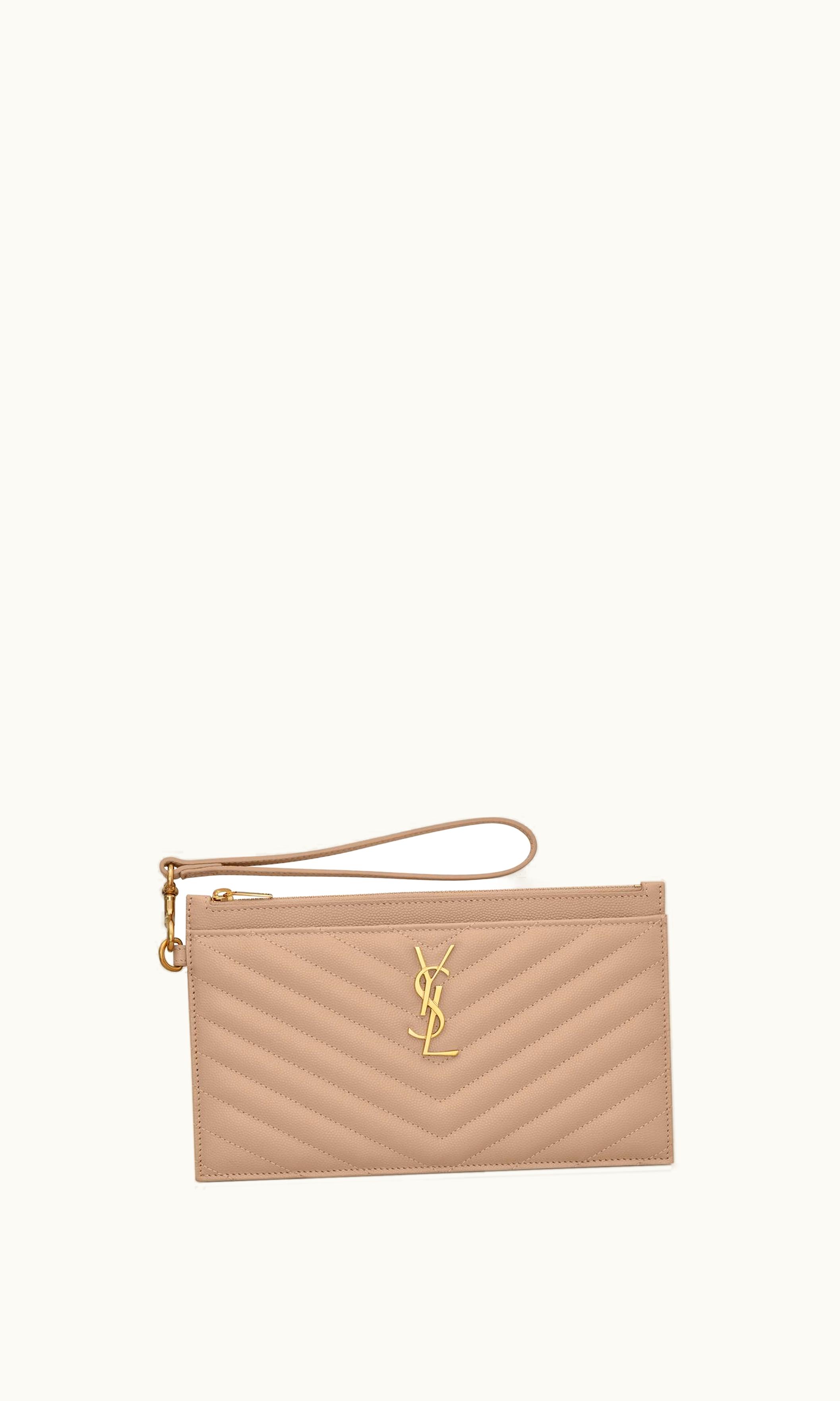 Saint Laurent Saint Laurent Cassandre Matelassé Large Zipped Pouch In Grain De Poudre Embossed Leather UZ0158677