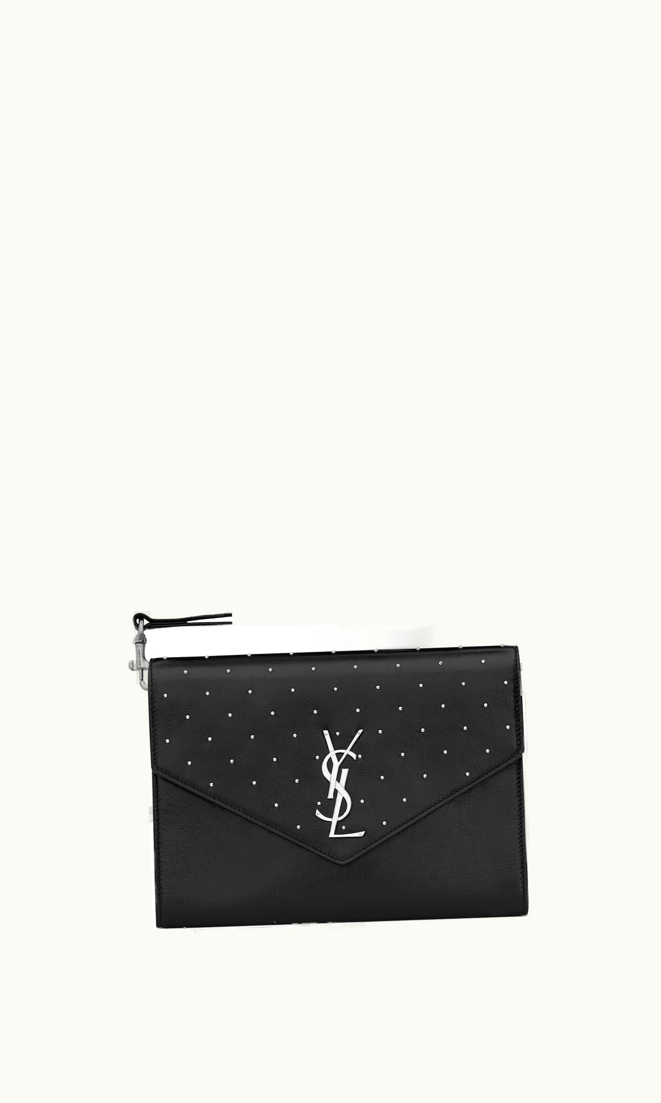Saint Laurent Saint Laurent Cassandre Flap Pouch In Leather With Studs