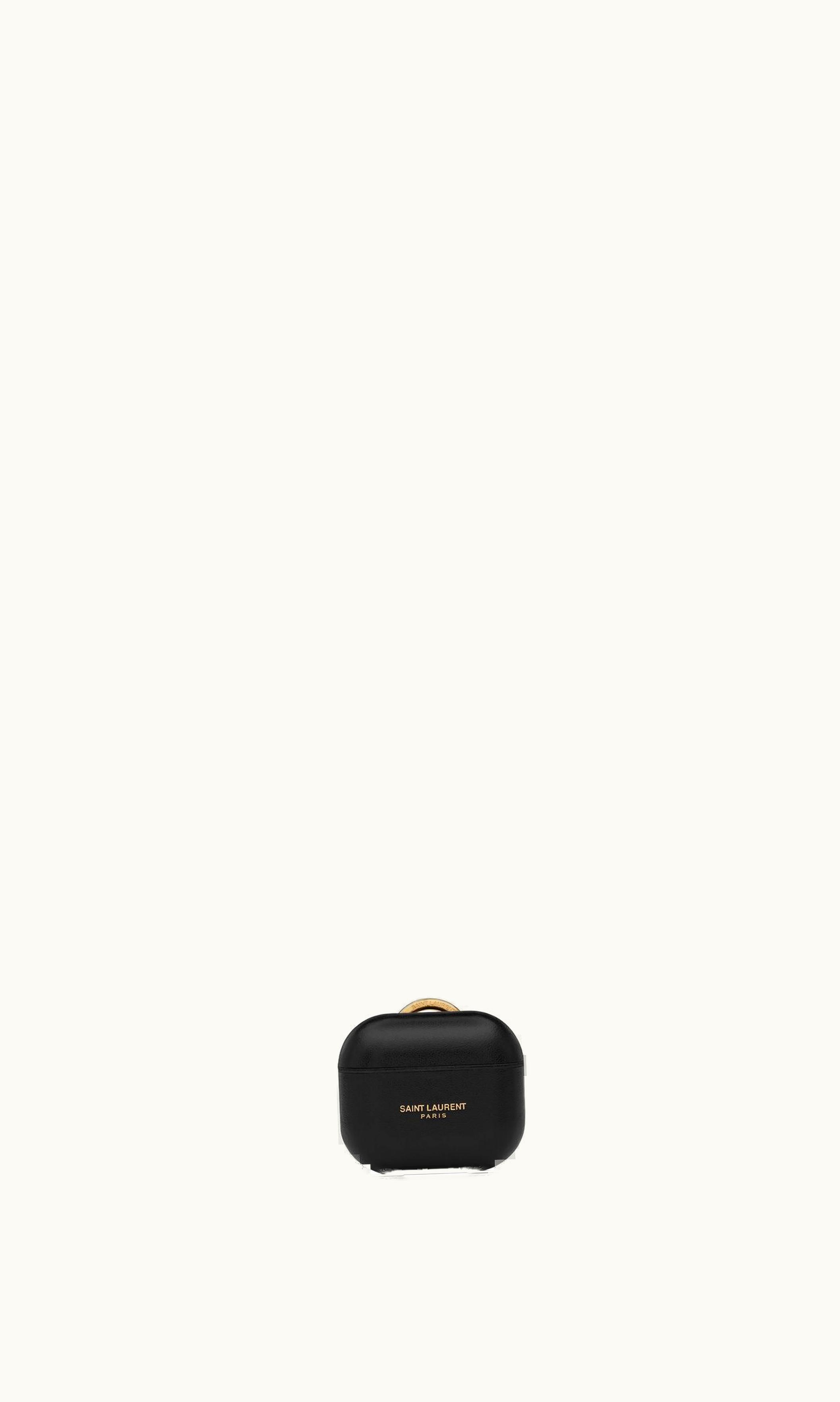 Saint Laurent Saint Laurent Paris Airpods Holder In Smooth Leather