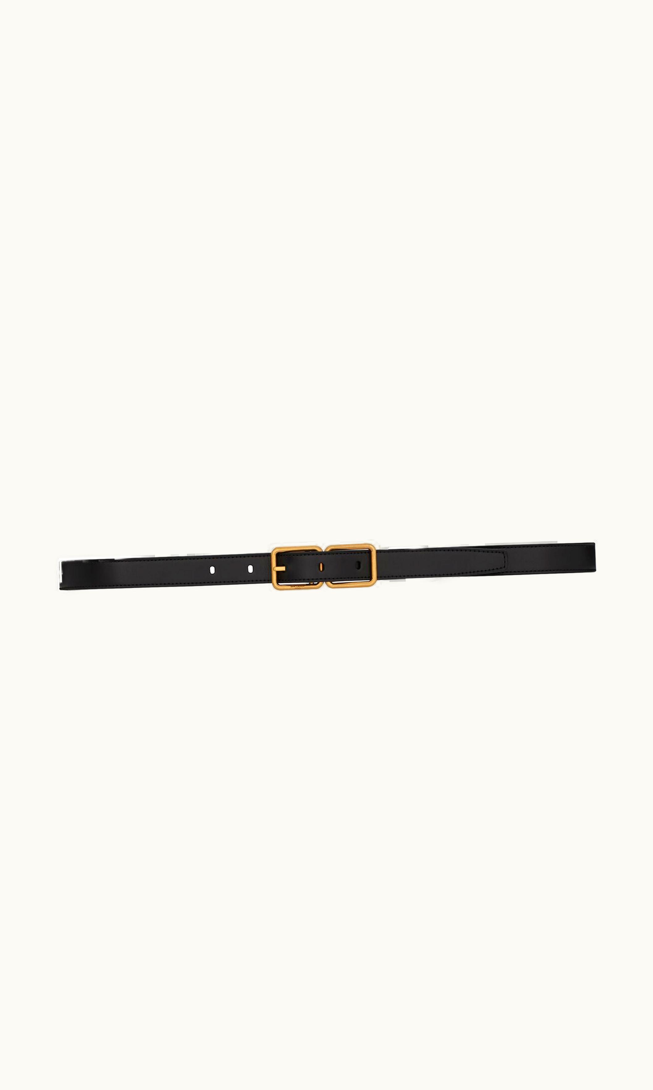 Saint Laurent Saint Laurent Double Buckle Thin Belt In Smooth Leather