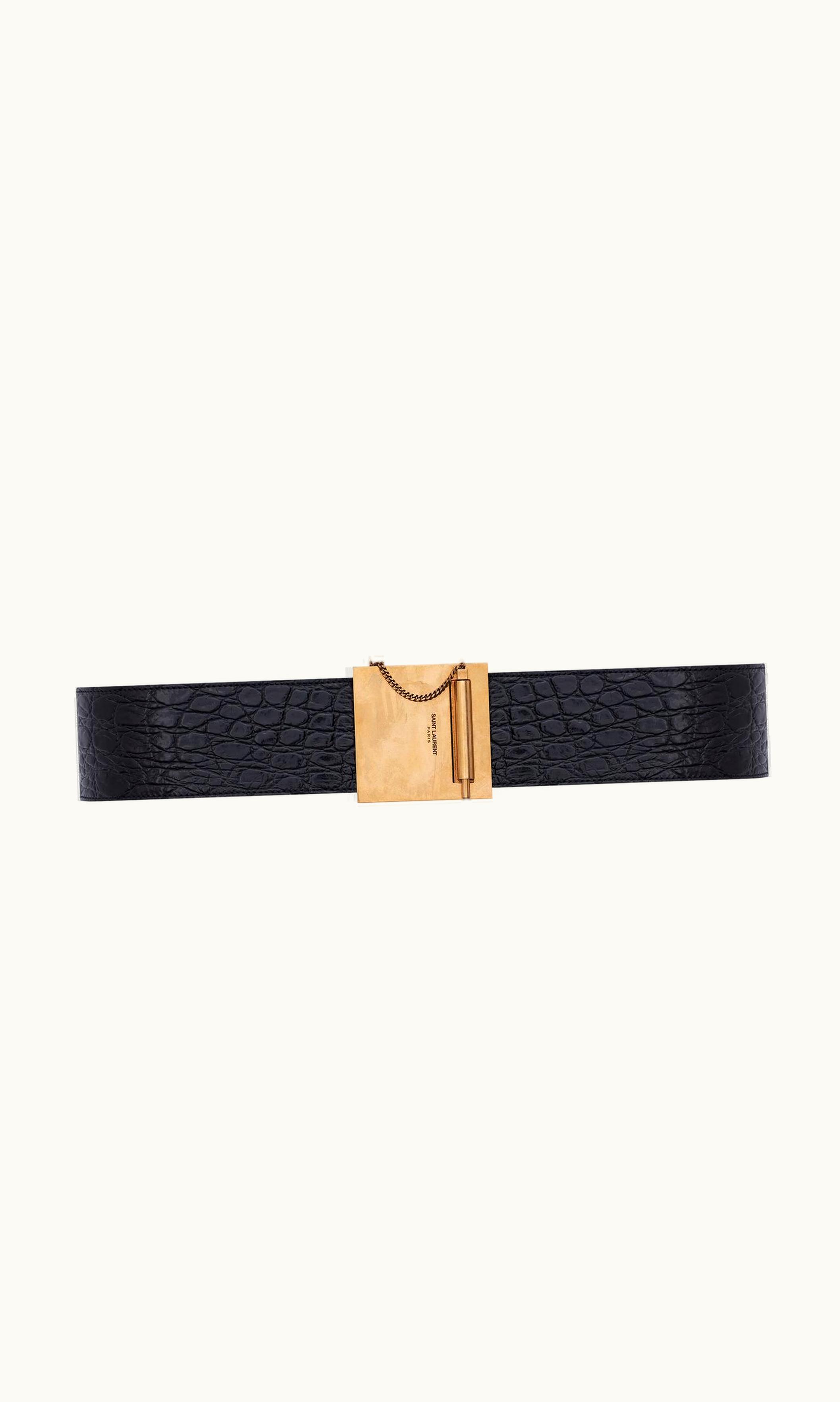 Saint Laurent Saint Laurent Chaine Et Baton Buckle Belt In Crocodile-Embossed Leather