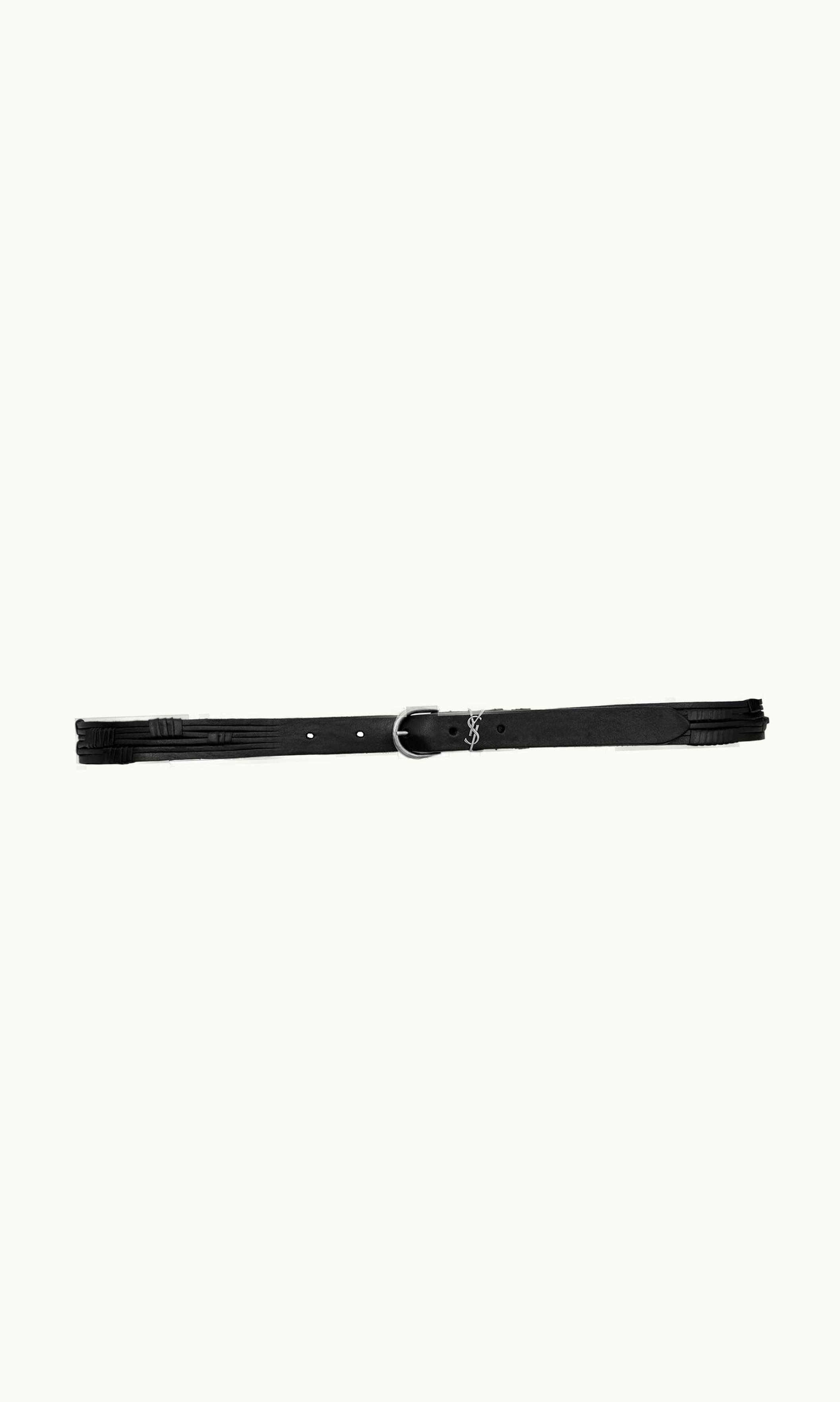 Saint Laurent Saint Laurent Croissant De Lune Buckle Thin Belt In Vegetable-Tanned Leather