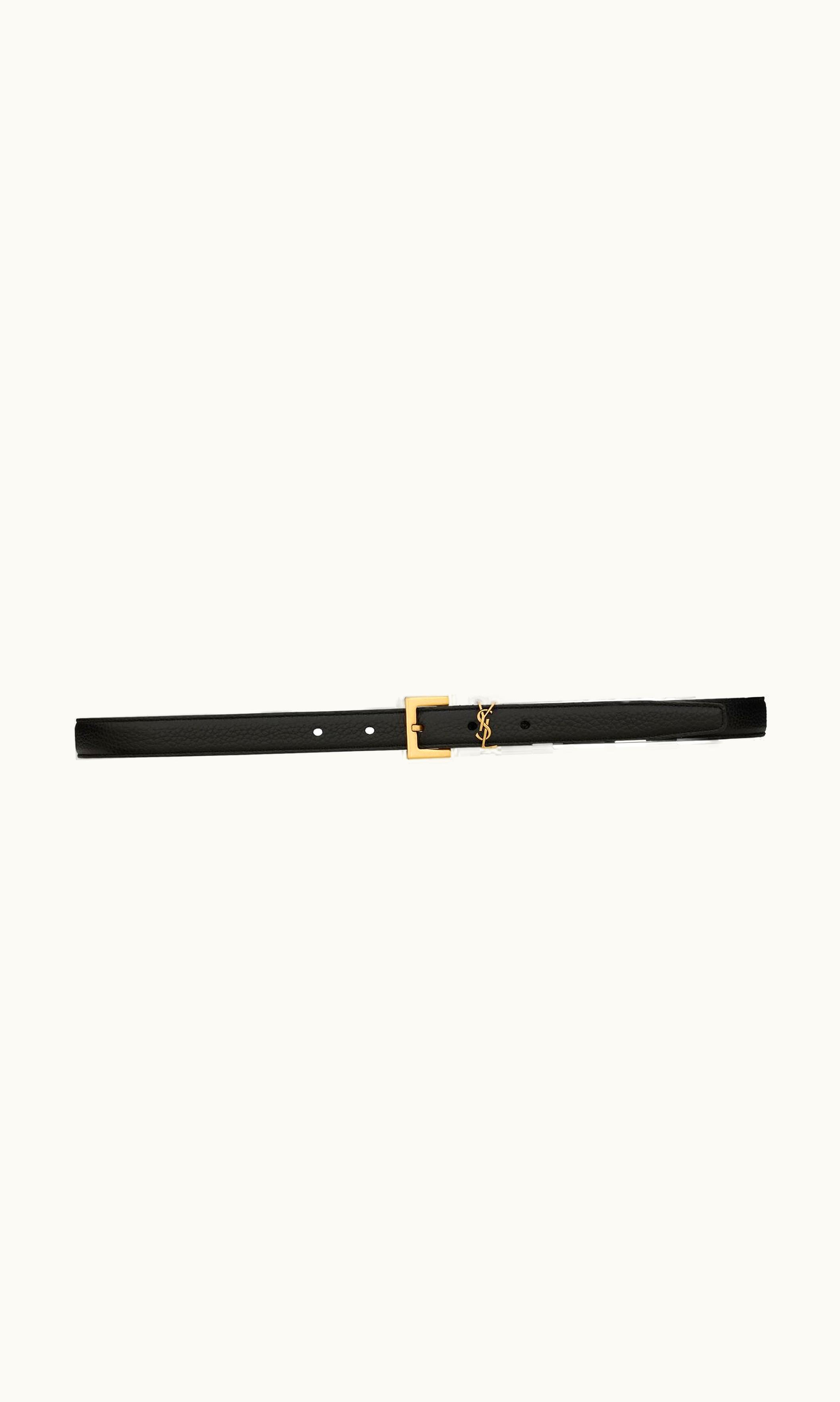 Saint Laurent Saint Laurent Cassandre Thin Belt With Square Buckle In Grained Leather