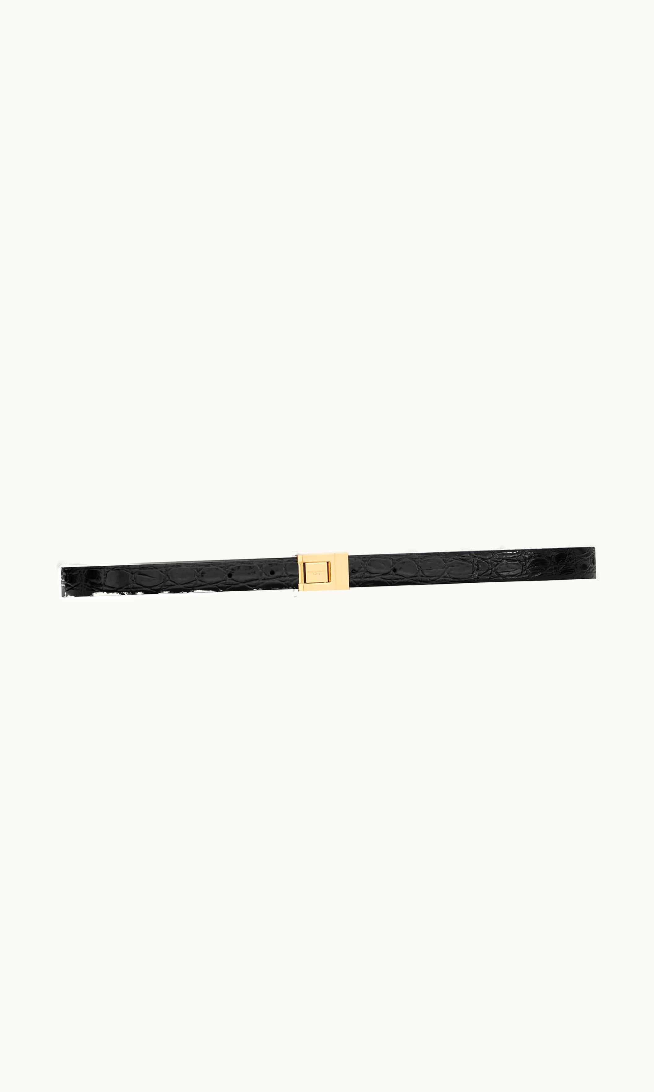 Saint Laurent Saint Laurent Male Buckle Thin Belt In Crocodile-Embossed Leather