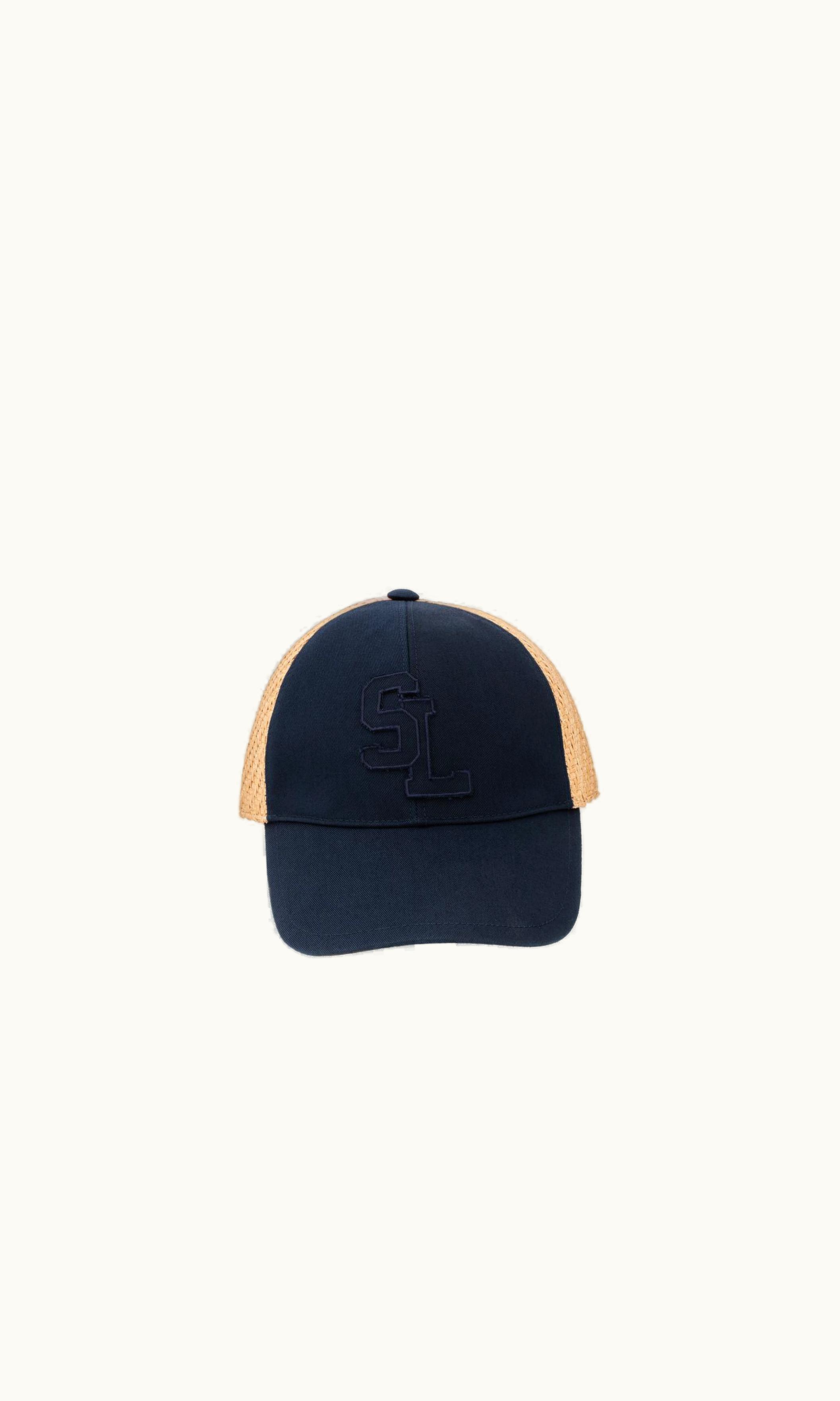 Saint Laurent Saint Laurent Sl Baseball Cap In Cotton Canvas And Raffia