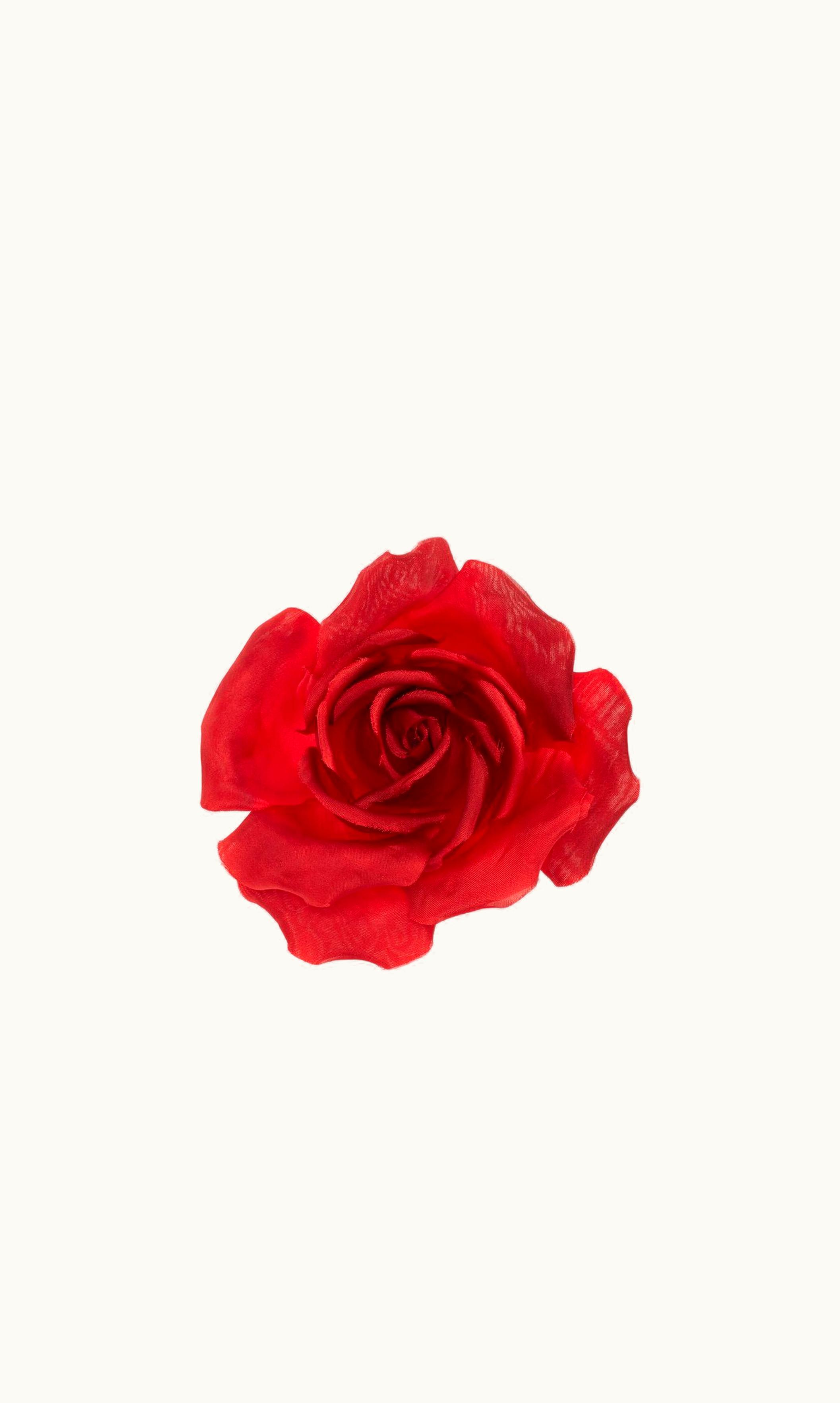 Saint Laurent Saint Laurent Red Rose Brooch In Silk And Metal