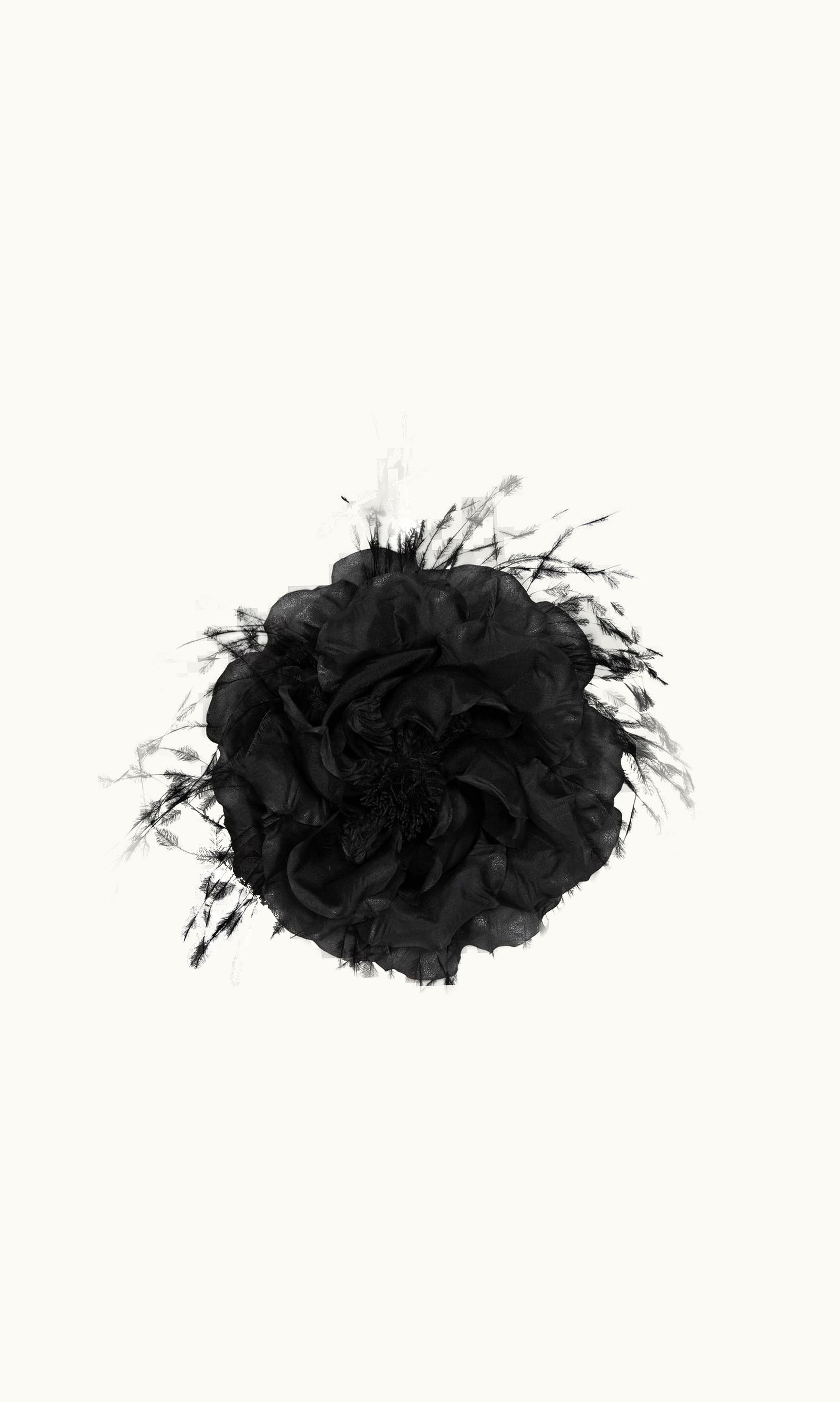 Saint Laurent Saint Laurent Large Flower Brooch In Silk And Feathers