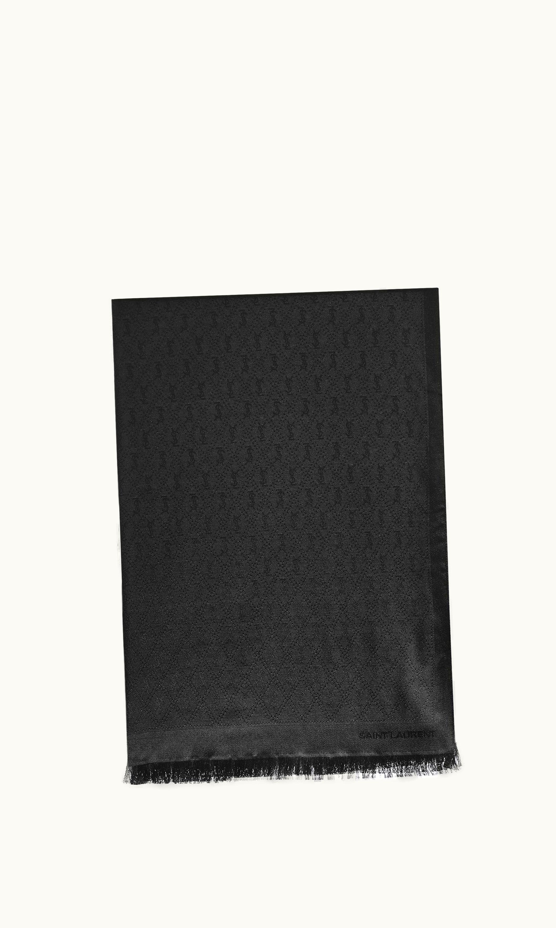 Saint Laurent Saint Laurent Fringed Scarf In Silk And Wool Jacquard