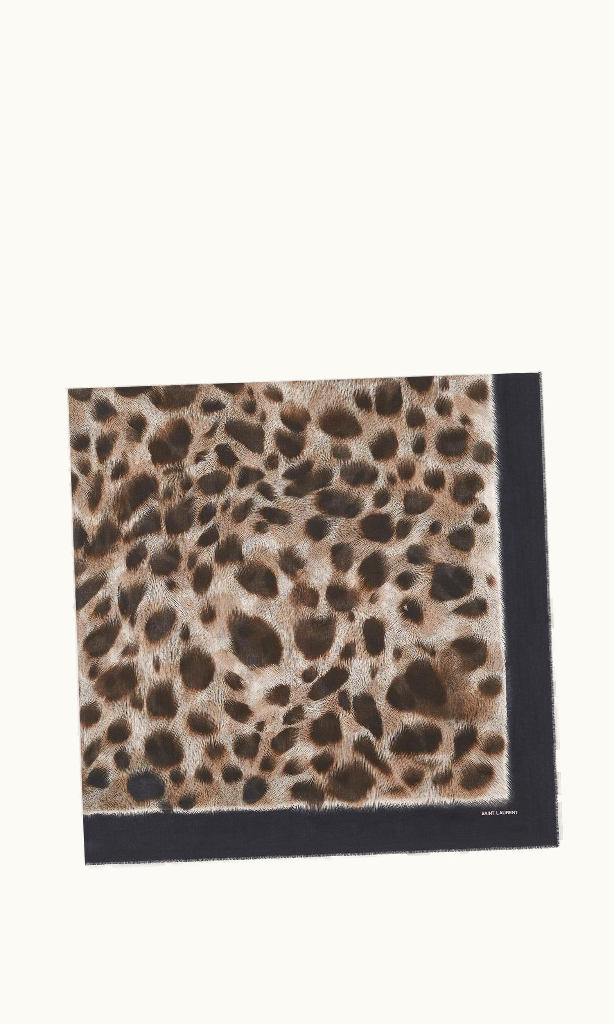 Saint Laurent Saint Laurent Large Square Snow Leopard Scarf In Modal And Cashmere