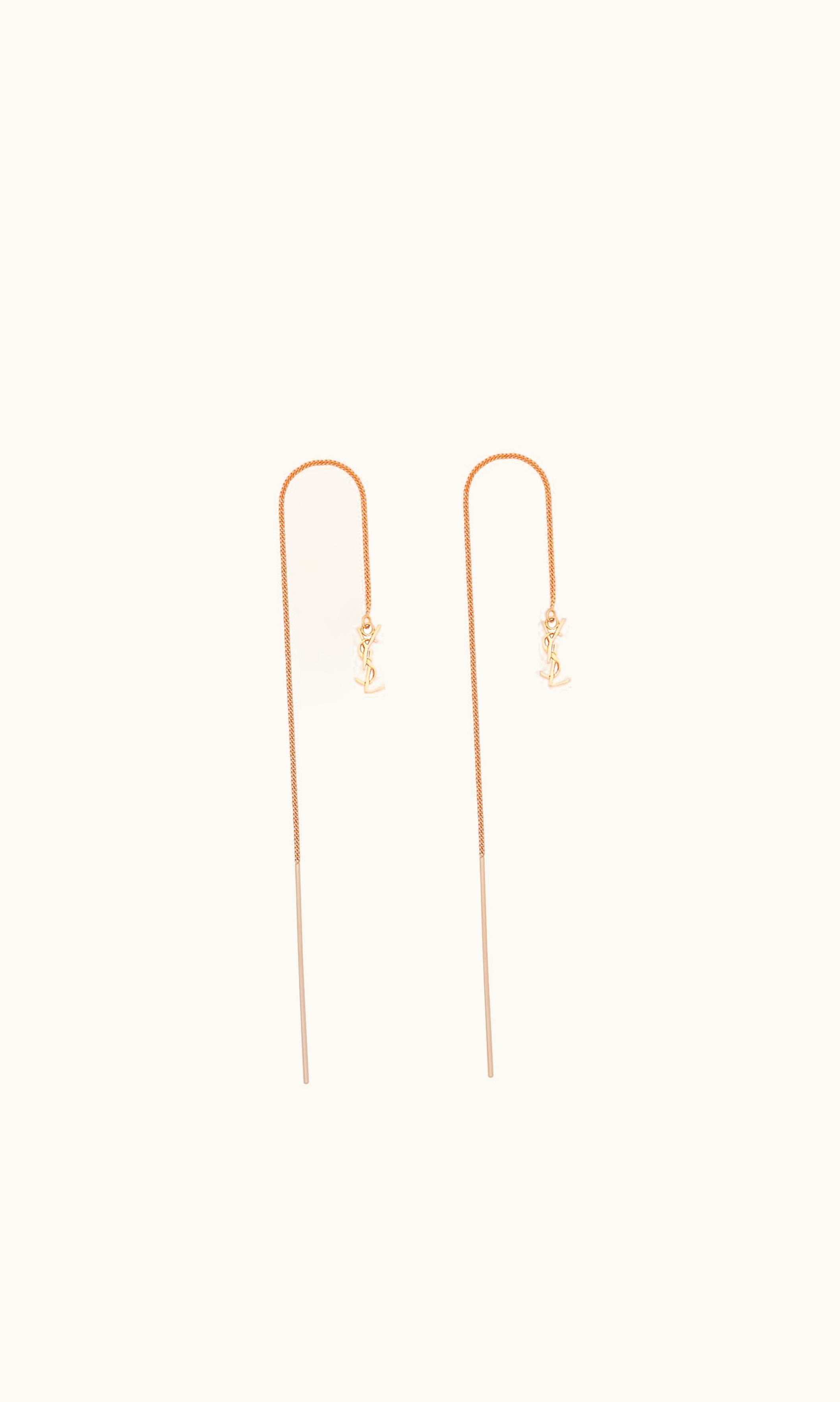 Saint Laurent Saint Laurent Opyum Ysl Long Threader Earrings In Metal UZ0159018