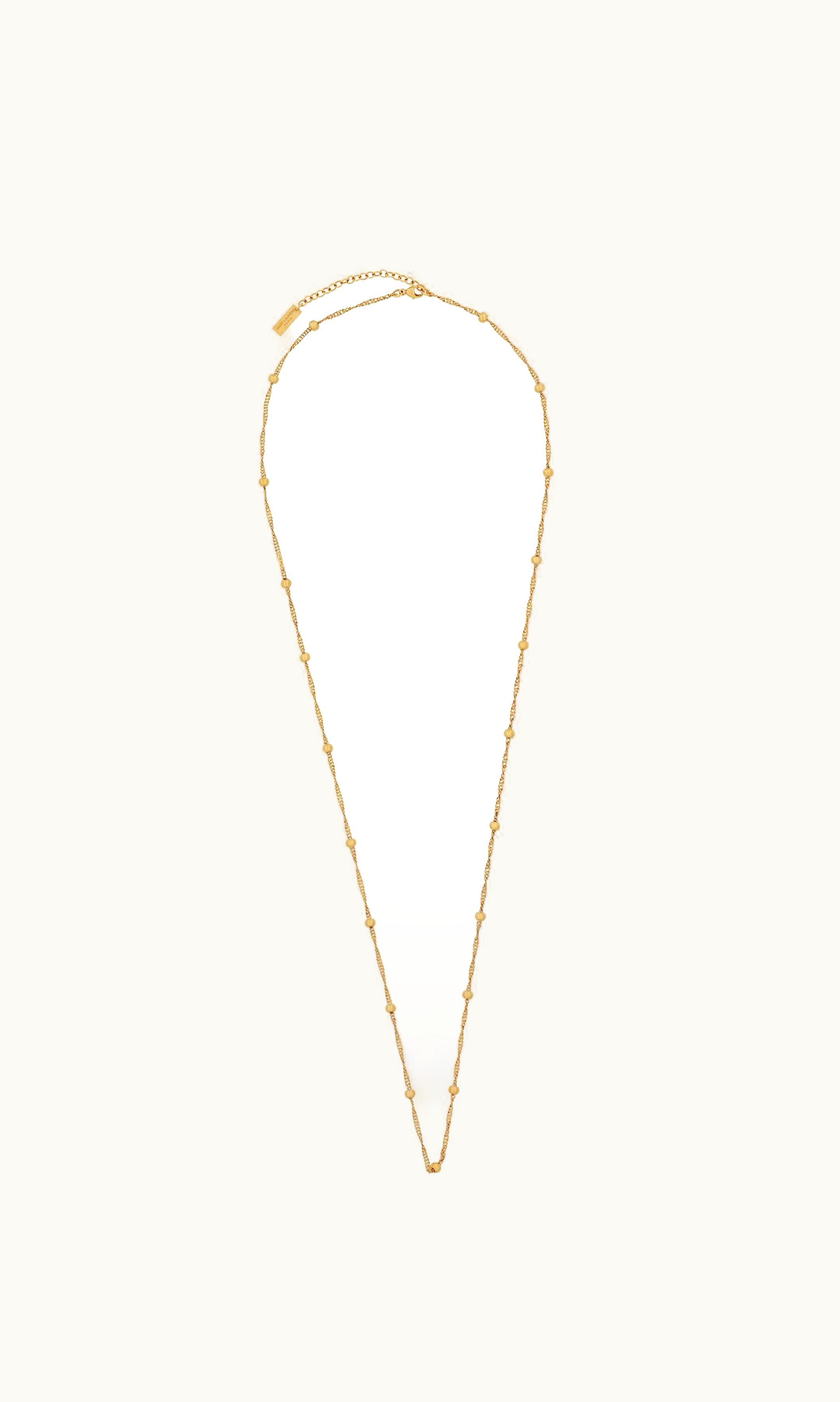 Saint Laurent Saint Laurent Ball And Intertwined Chain Long Necklace In Metal