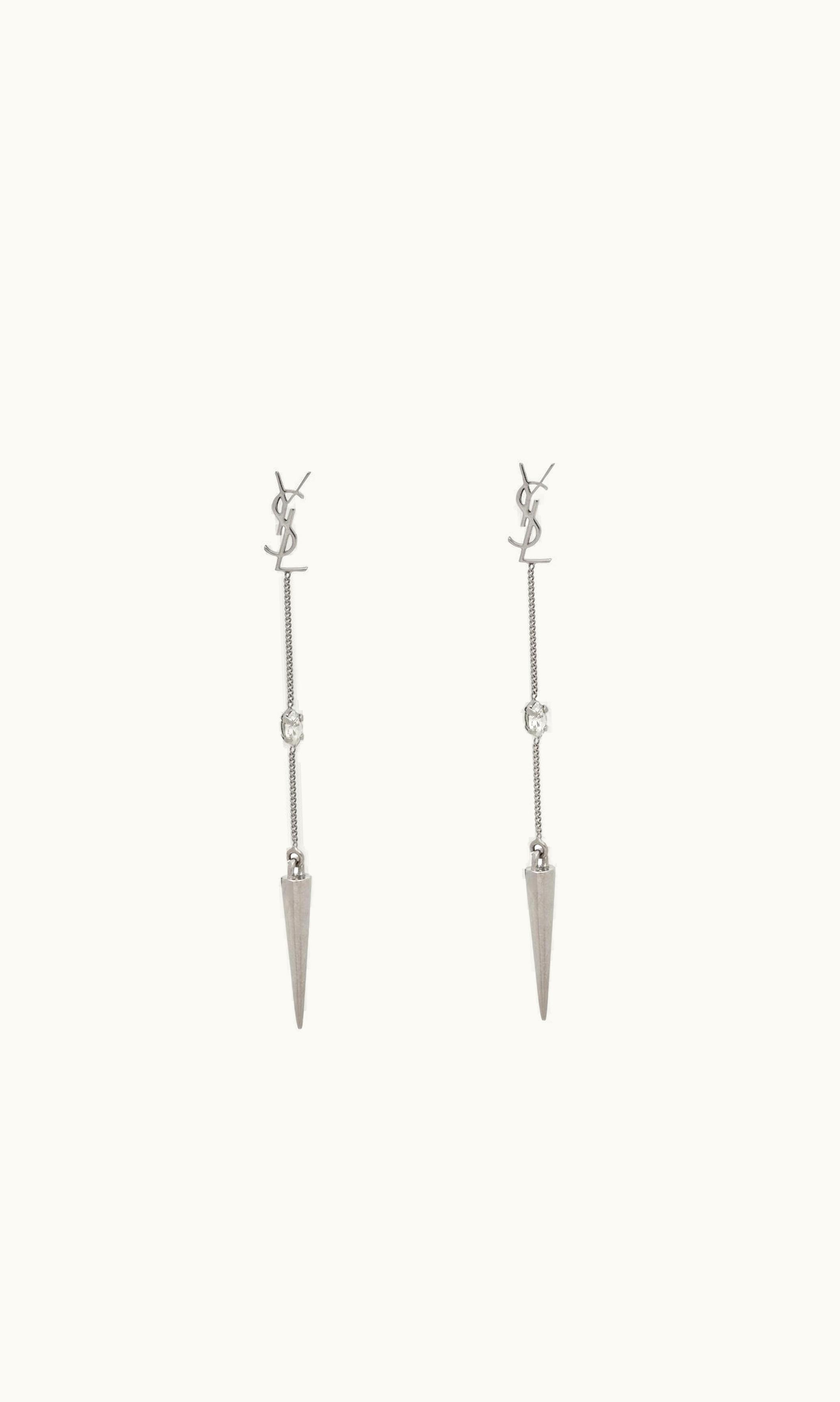 Saint Laurent Saint Laurent Opyum Ysl Rhinestone Spike Earrings In Metal