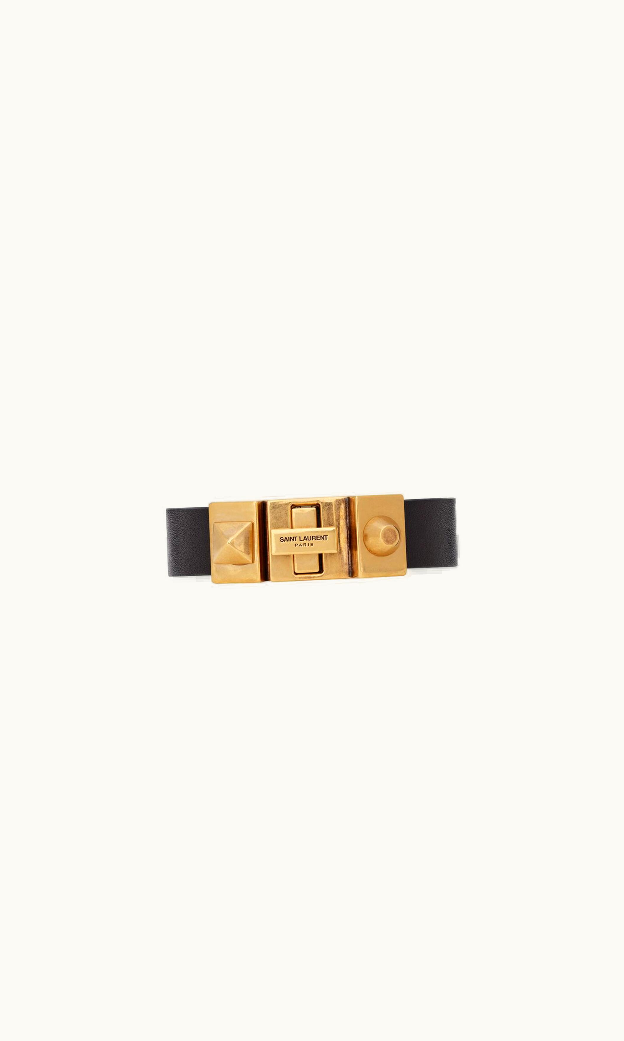 Saint Laurent Saint Laurent Studded Closure Bracelet In Vegetable-Tanned Leather And Metal