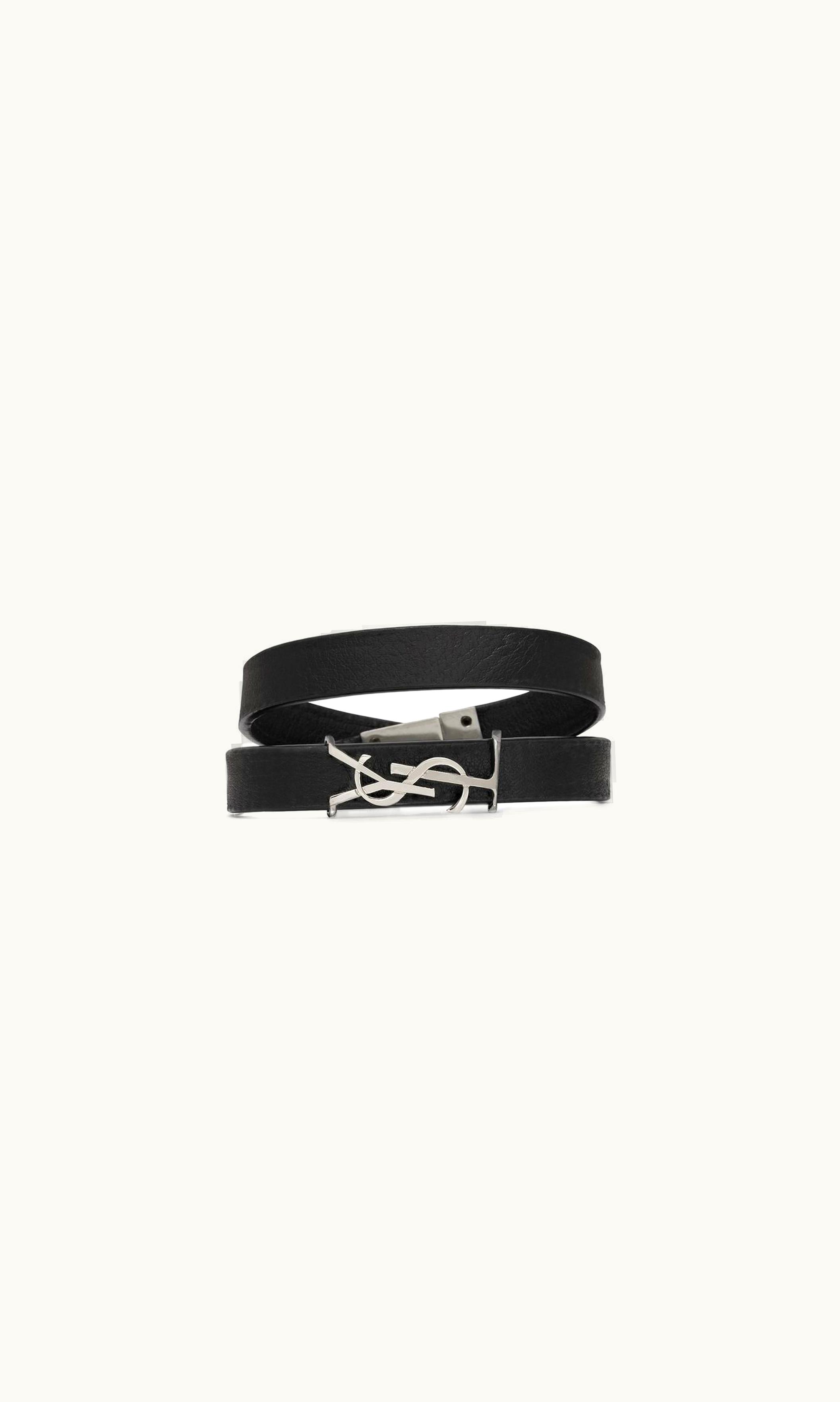 Saint Laurent Saint Laurent Opyum Double Wrap Bracelet In Leather And Metal UZ0159101