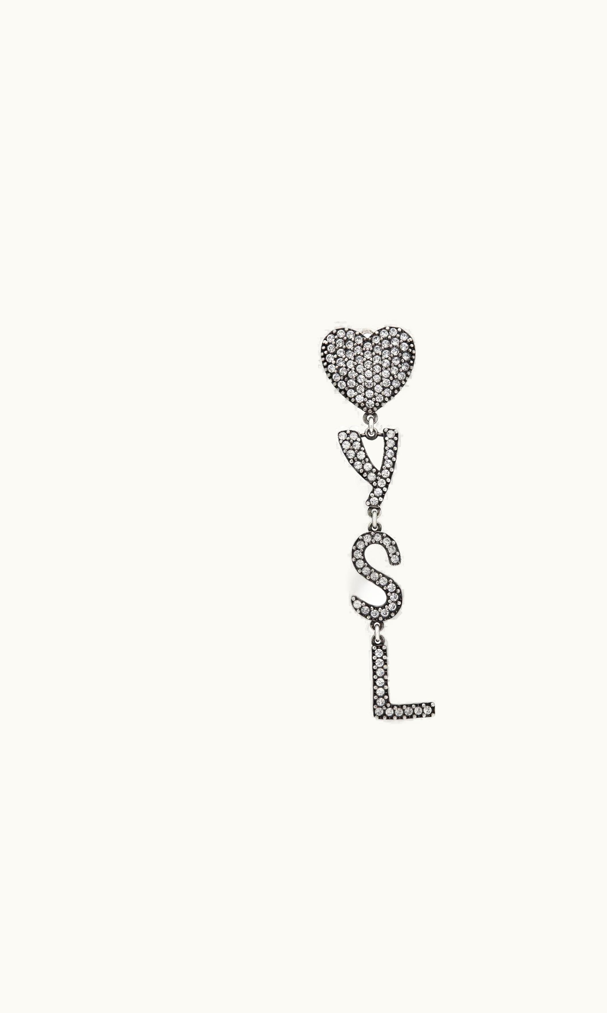 Saint Laurent Saint Laurent Opyum Ysl Heart Earrings In Metal And Crystal