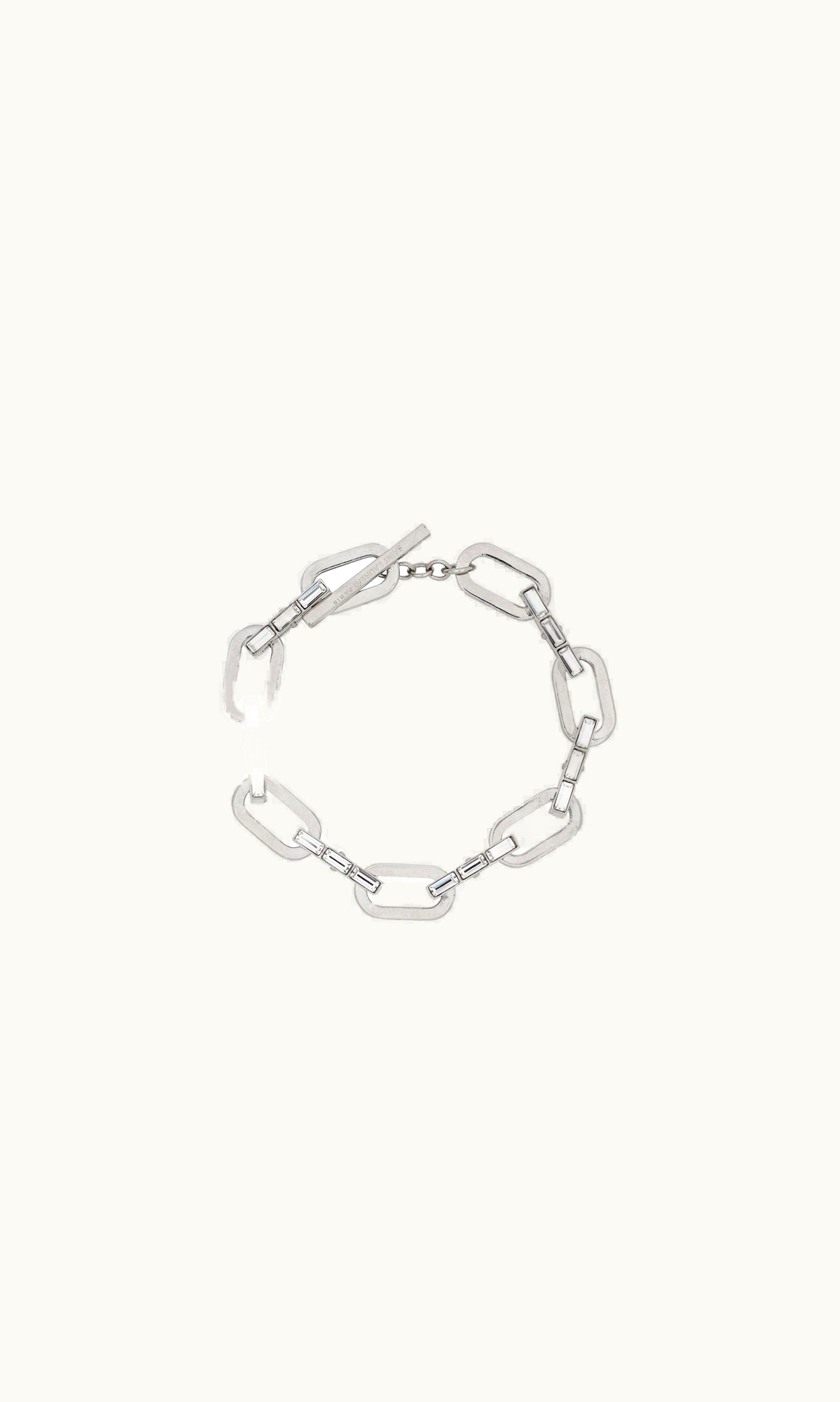 Saint Laurent Saint Laurent Rhinestone And Oval Link Bracelet In Metal