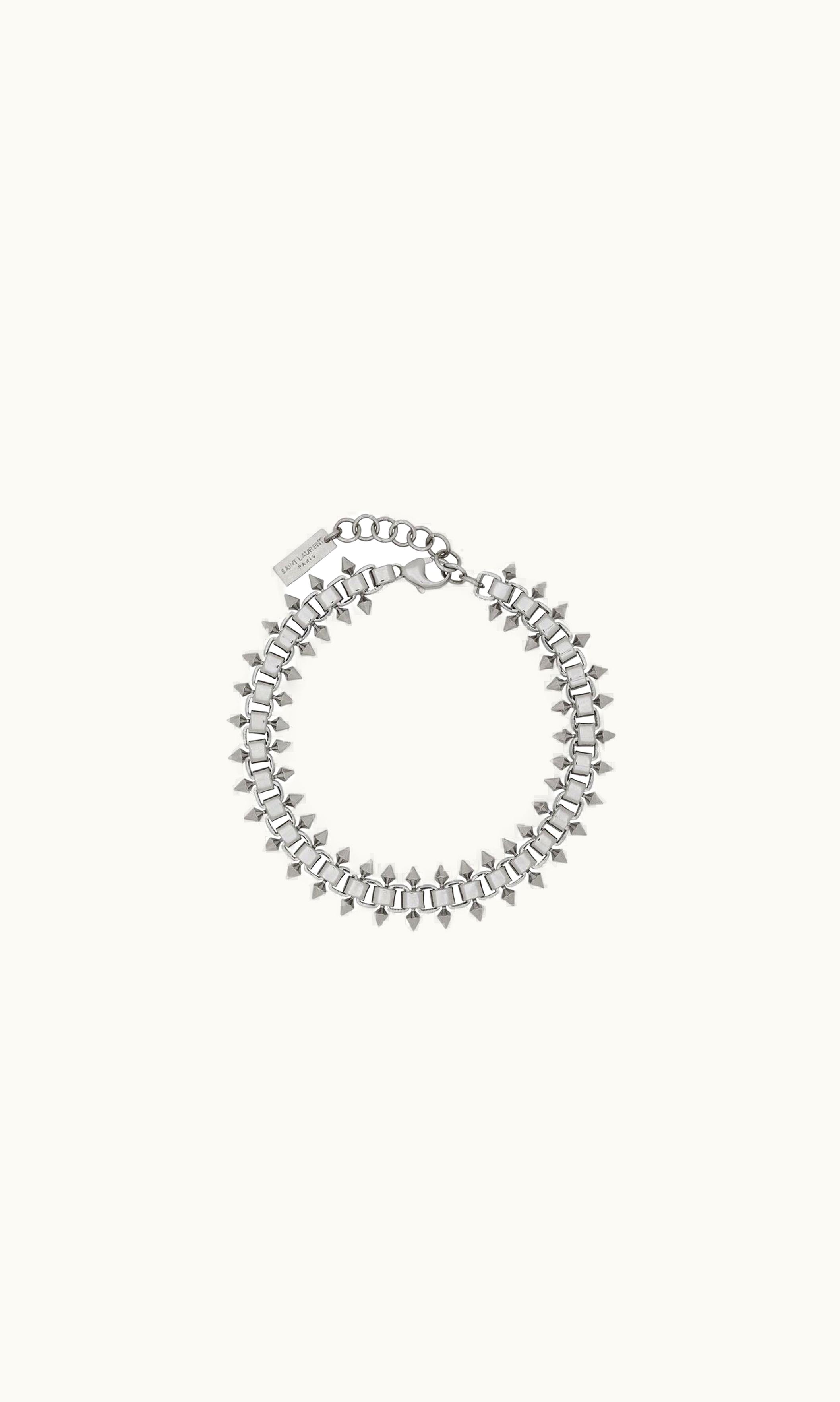 Saint Laurent Saint Laurent Square And Spikes Chain Bracelet In Metal