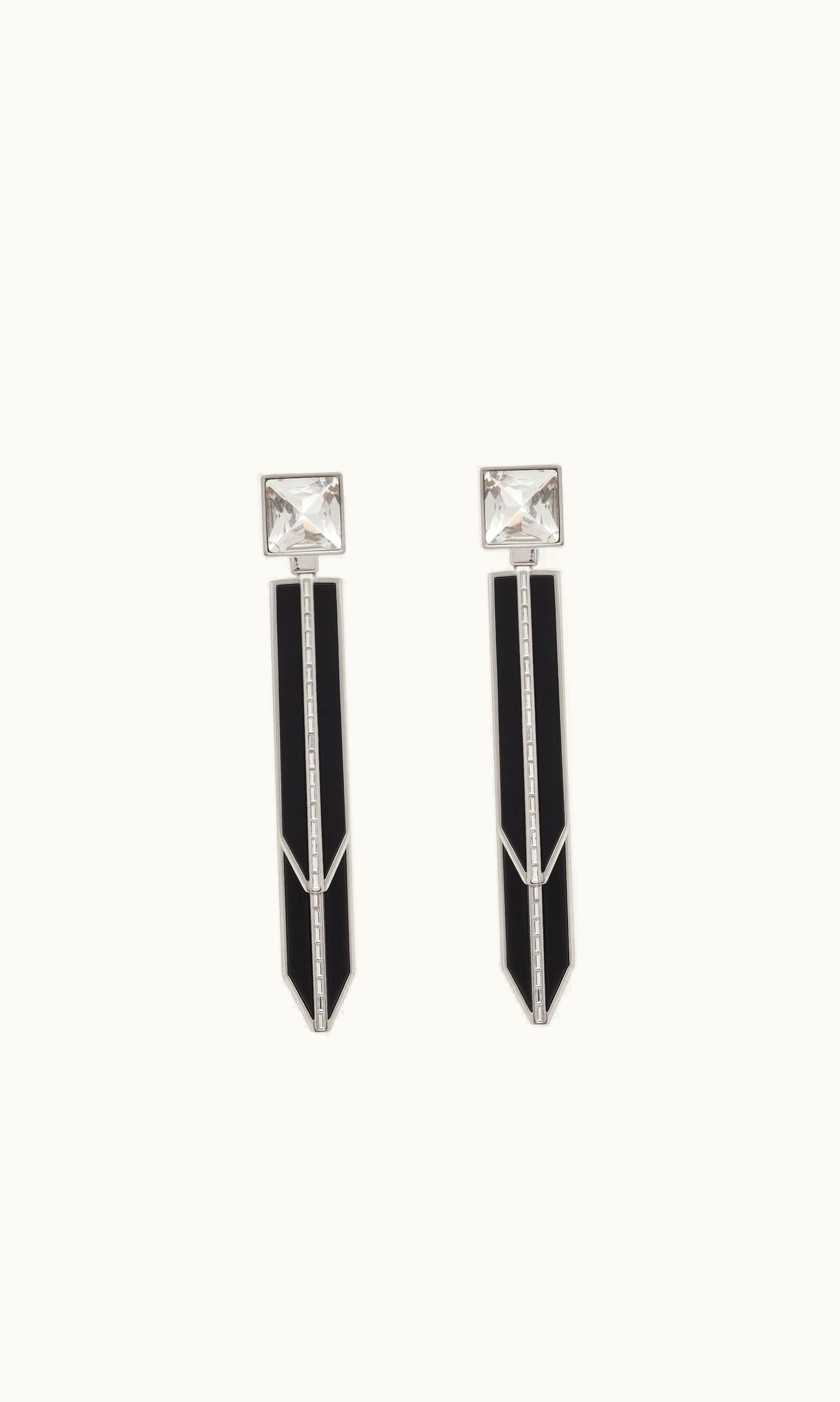 Saint Laurent Saint Laurent Rhinestone Square And Spike Earrings In Metal And Resin