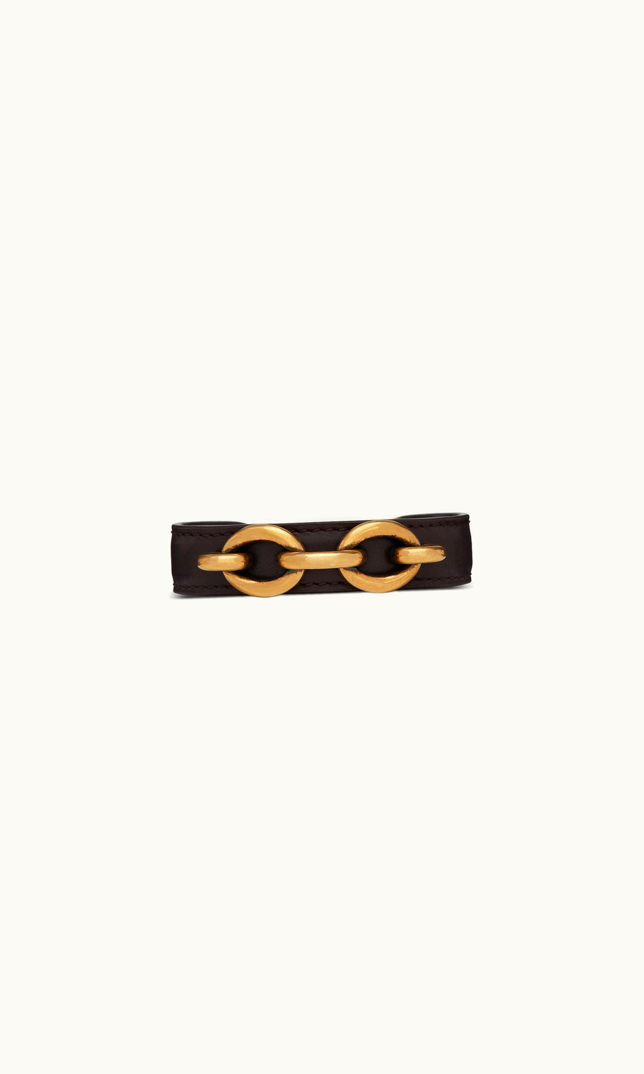 Saint Laurent Saint Laurent Cuff Bracelet In Smooth Leather And Metal UZ0159155
