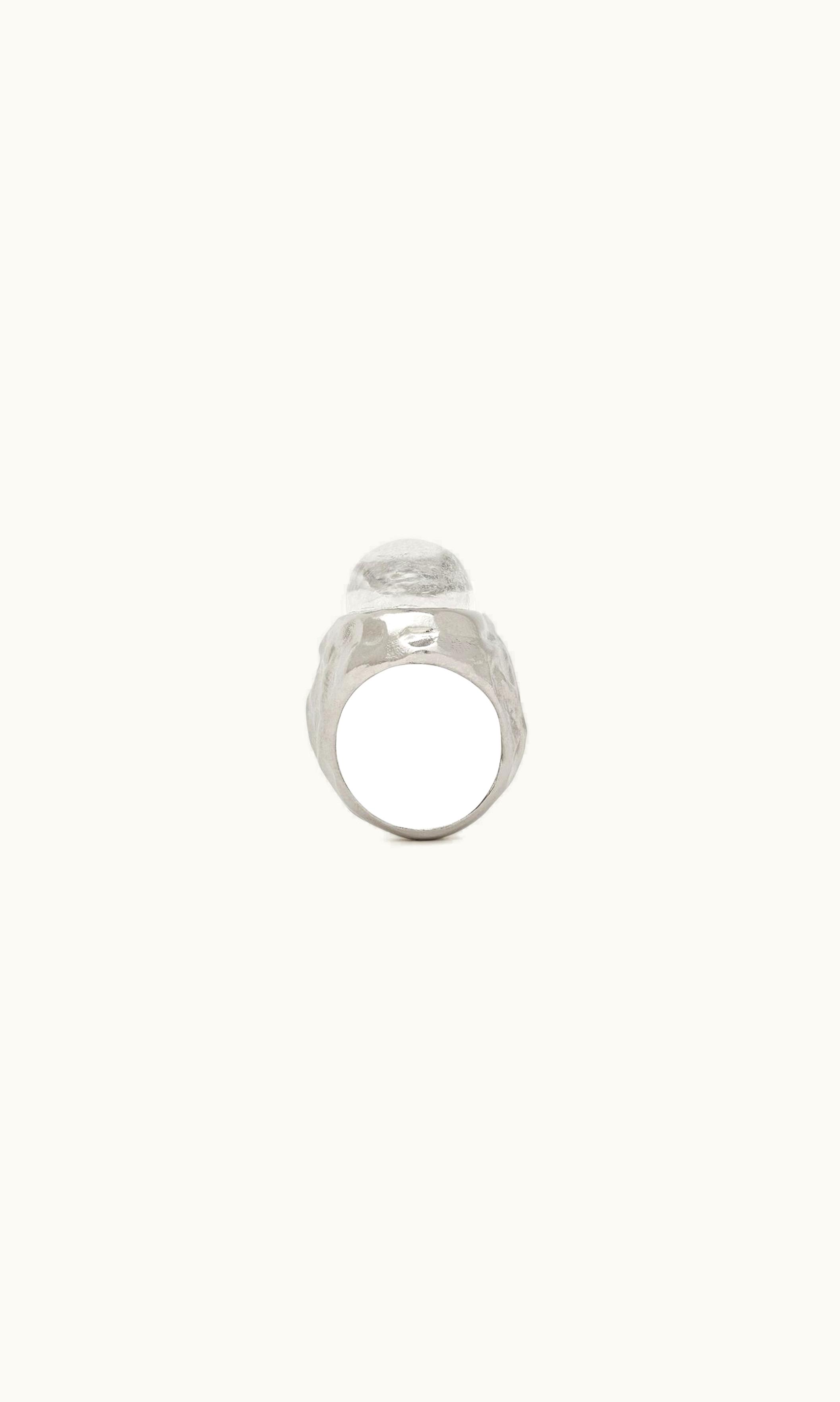 Saint Laurent Saint Laurent Textured Oval Cabochon Ring In Metal And Rock Crystal