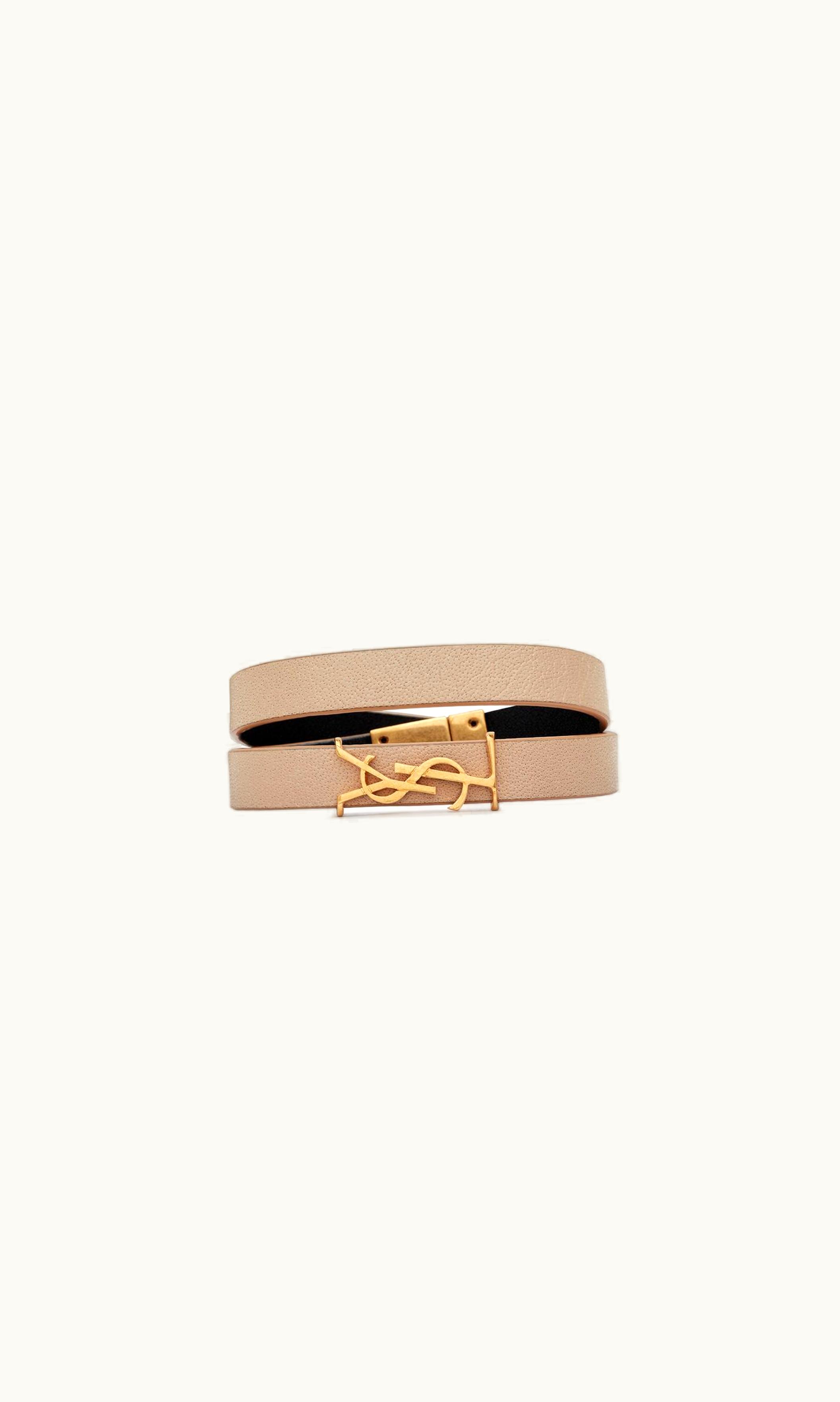 Saint Laurent Saint Laurent Opyum Double Wrap Bracelet In Leather And Metal UZ0159173