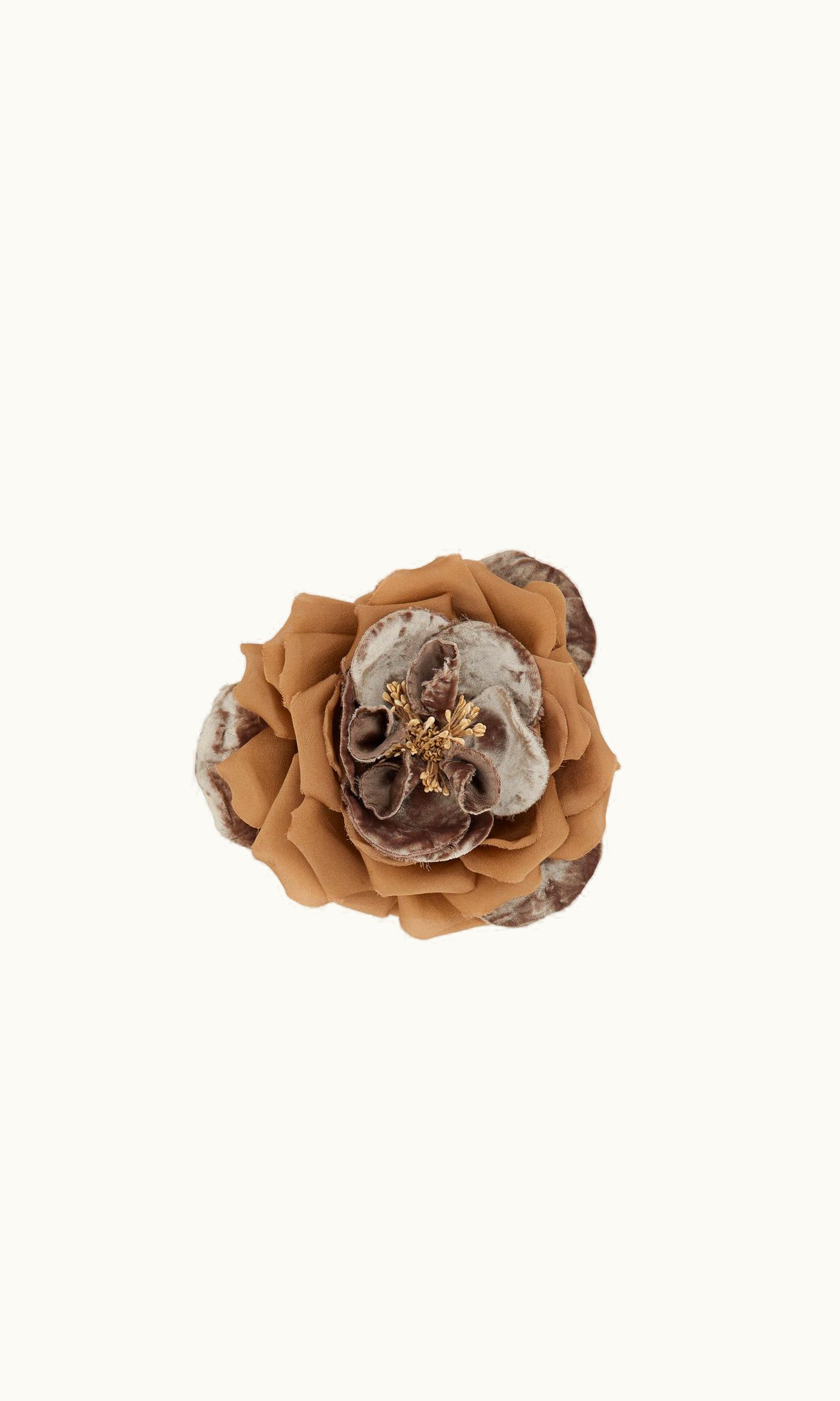 Saint Laurent Saint Laurent Large Wild Rose Brooch In Silk And Velvet