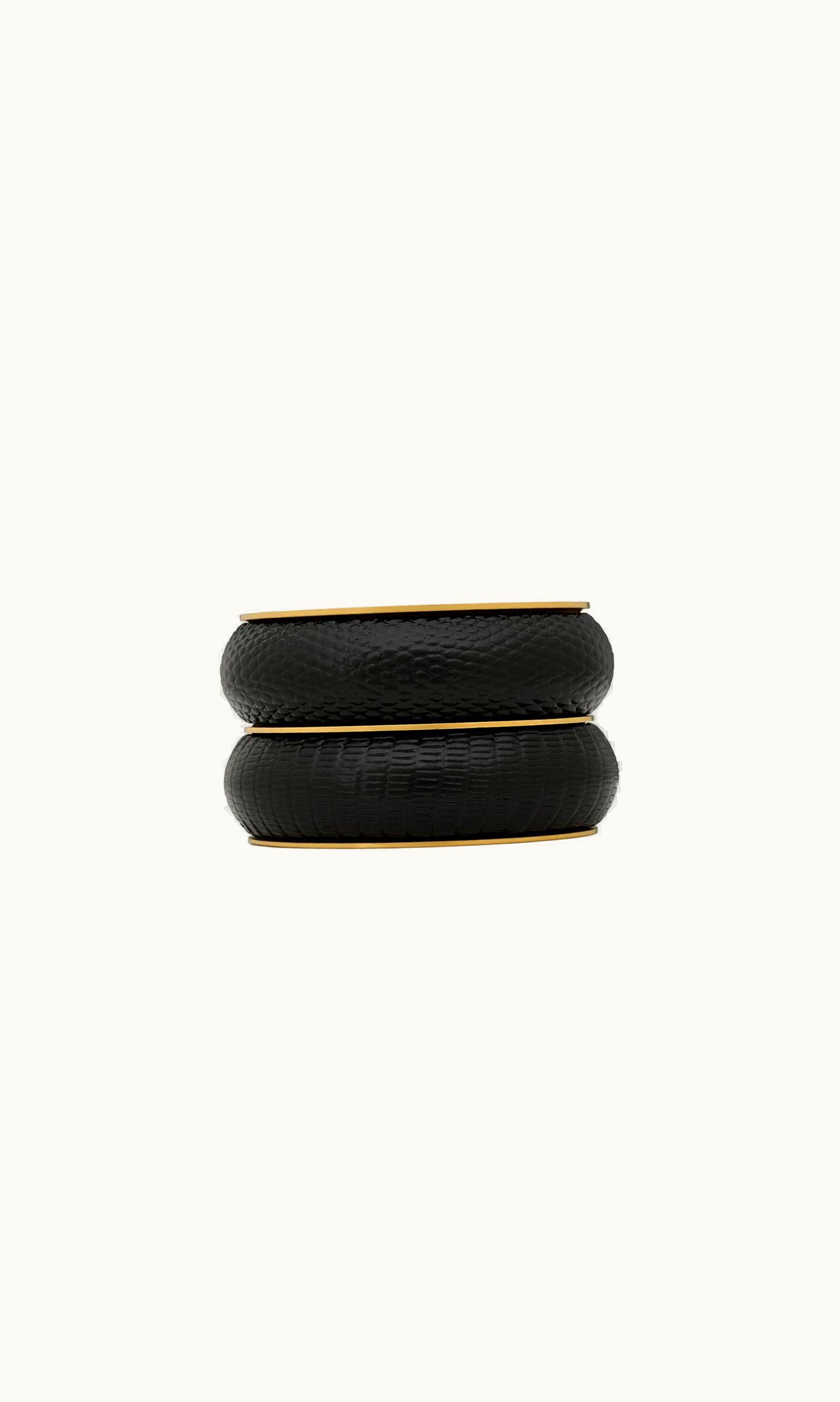 Saint Laurent Saint Laurent Cushion Cuff In Lizard-Embossed Leather And Metal