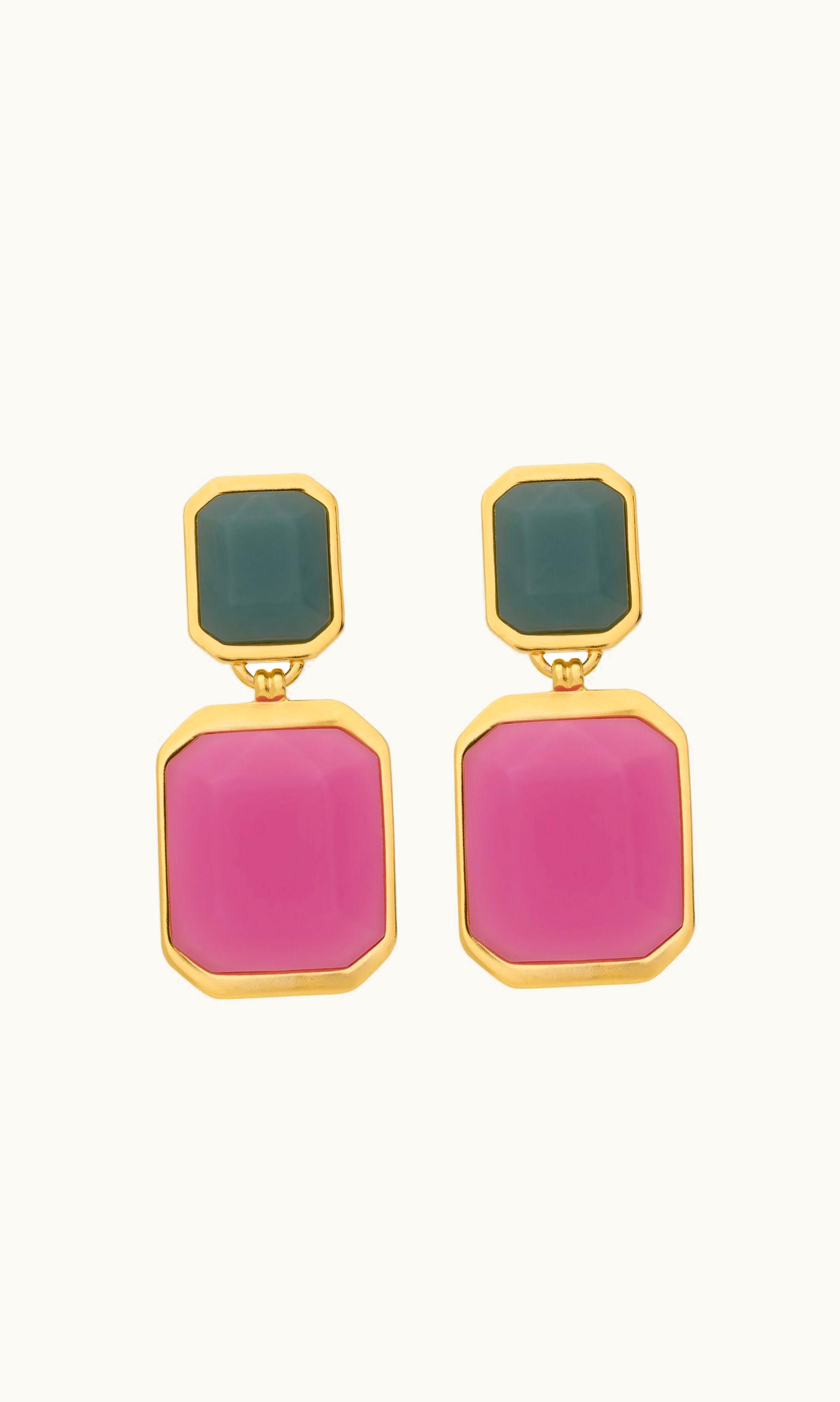 Saint Laurent Saint Laurent Octagon Earrings In Metal And Resin UZ0159202