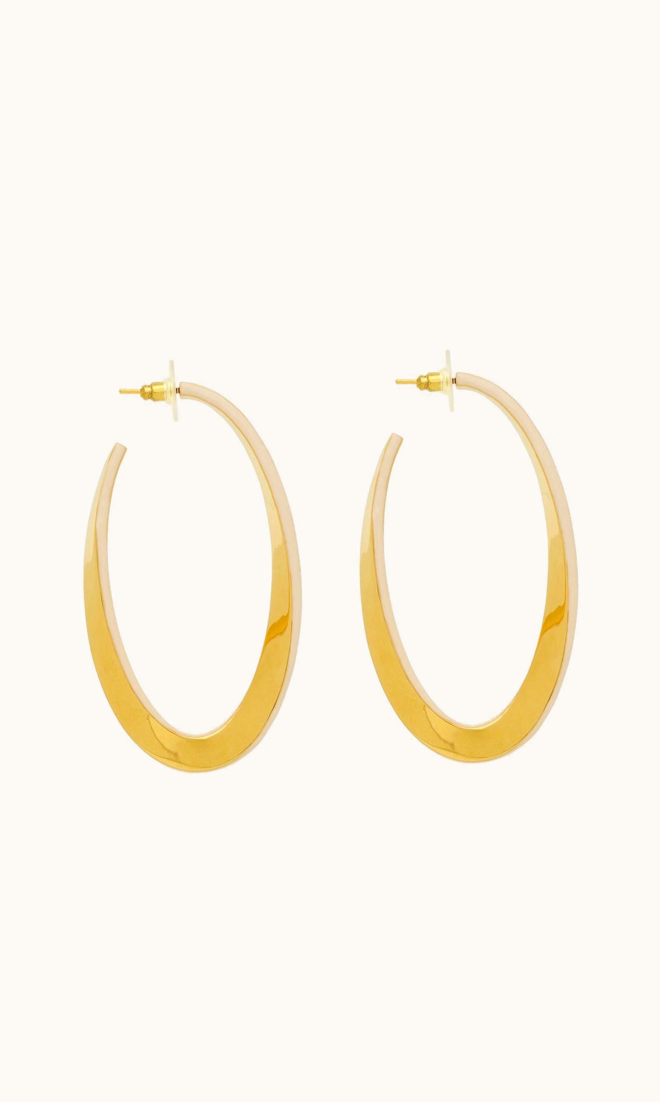 Saint Laurent Saint Laurent Oval Curved Hoop Earrings In Metal And Enamel