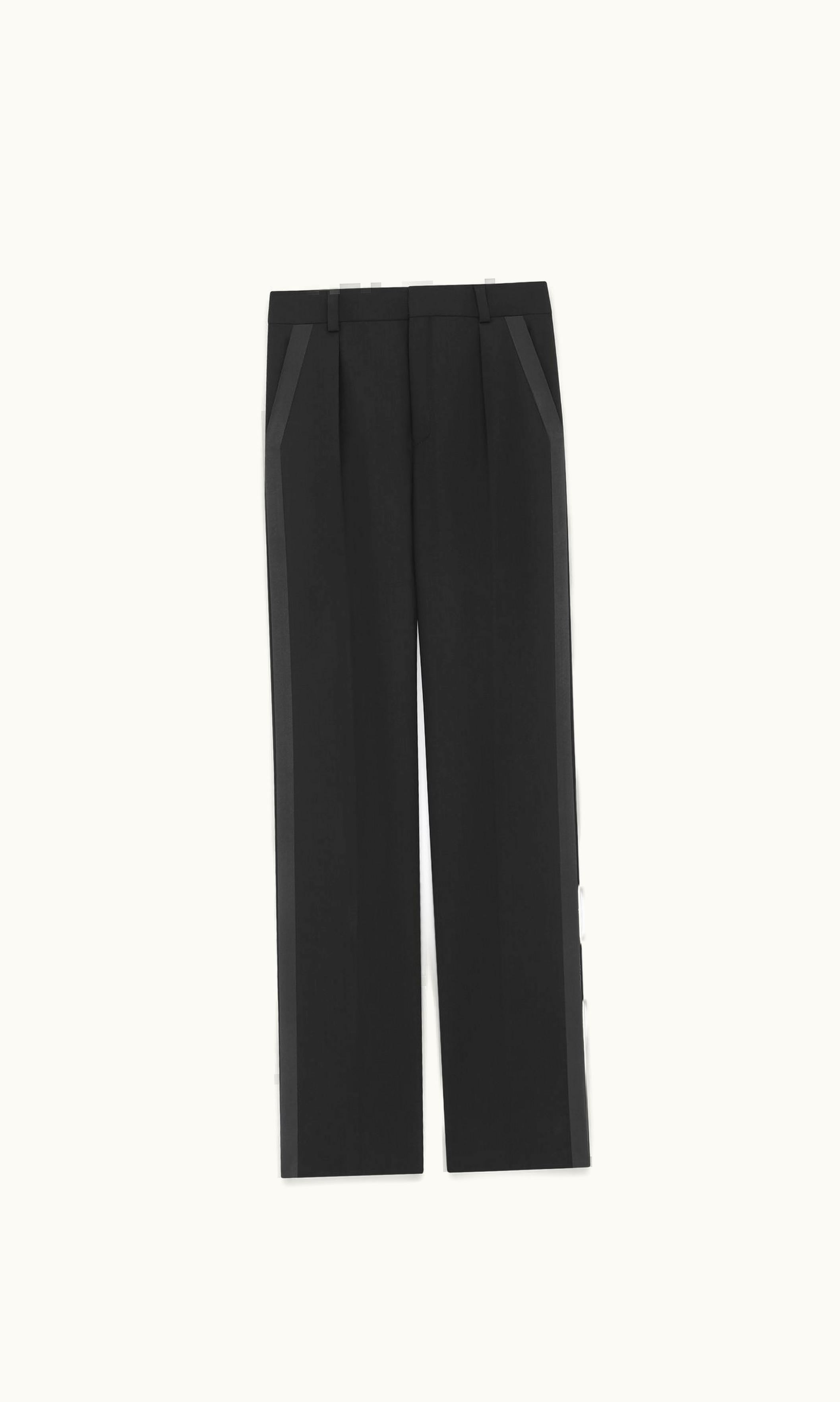 Saint Laurent Saint Laurent Straight Tuxedo Pants In Grain De Poudre