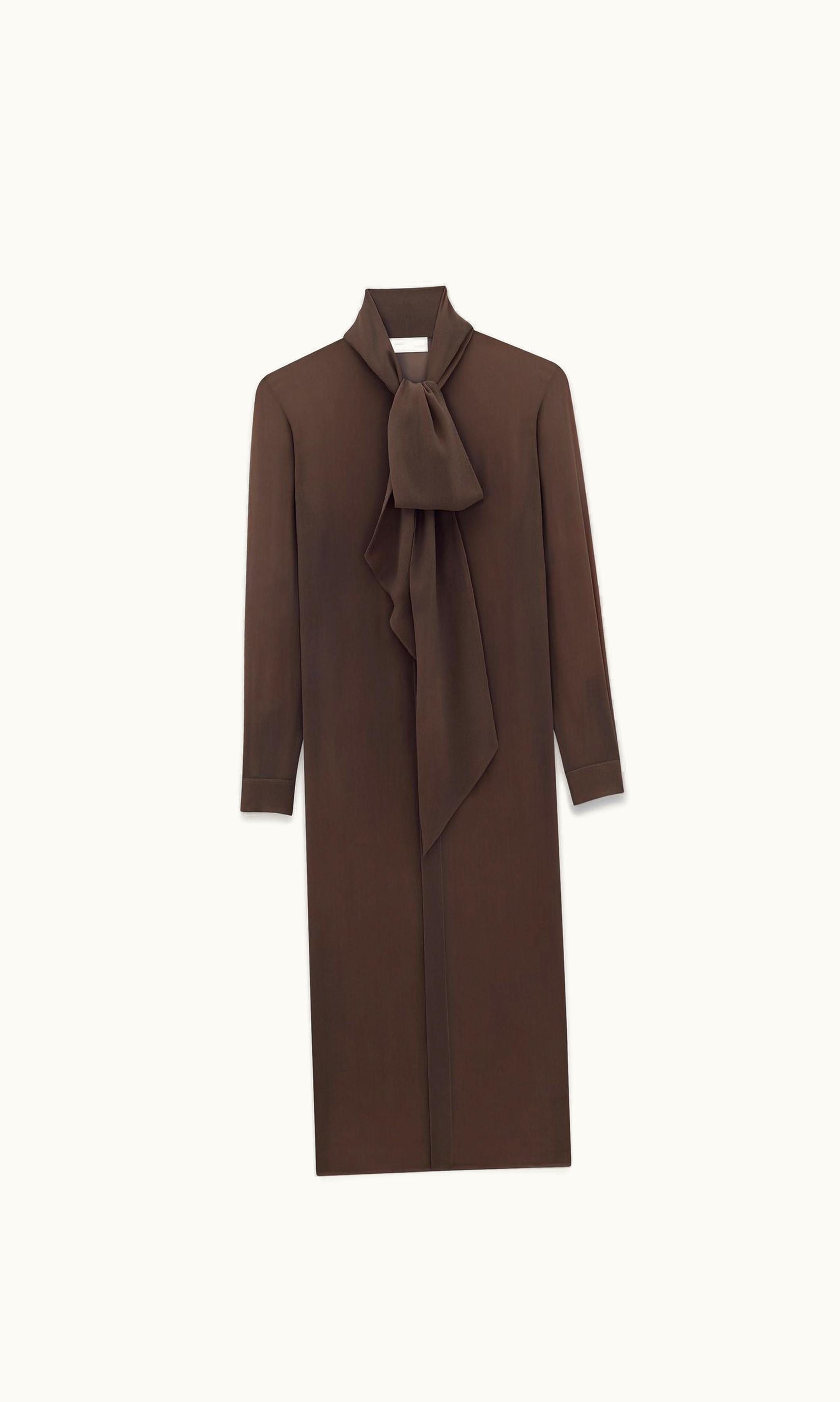 Saint Laurent Saint Laurent Lavallière-Neck Long Shirt In Silk Georgette UZ0159245