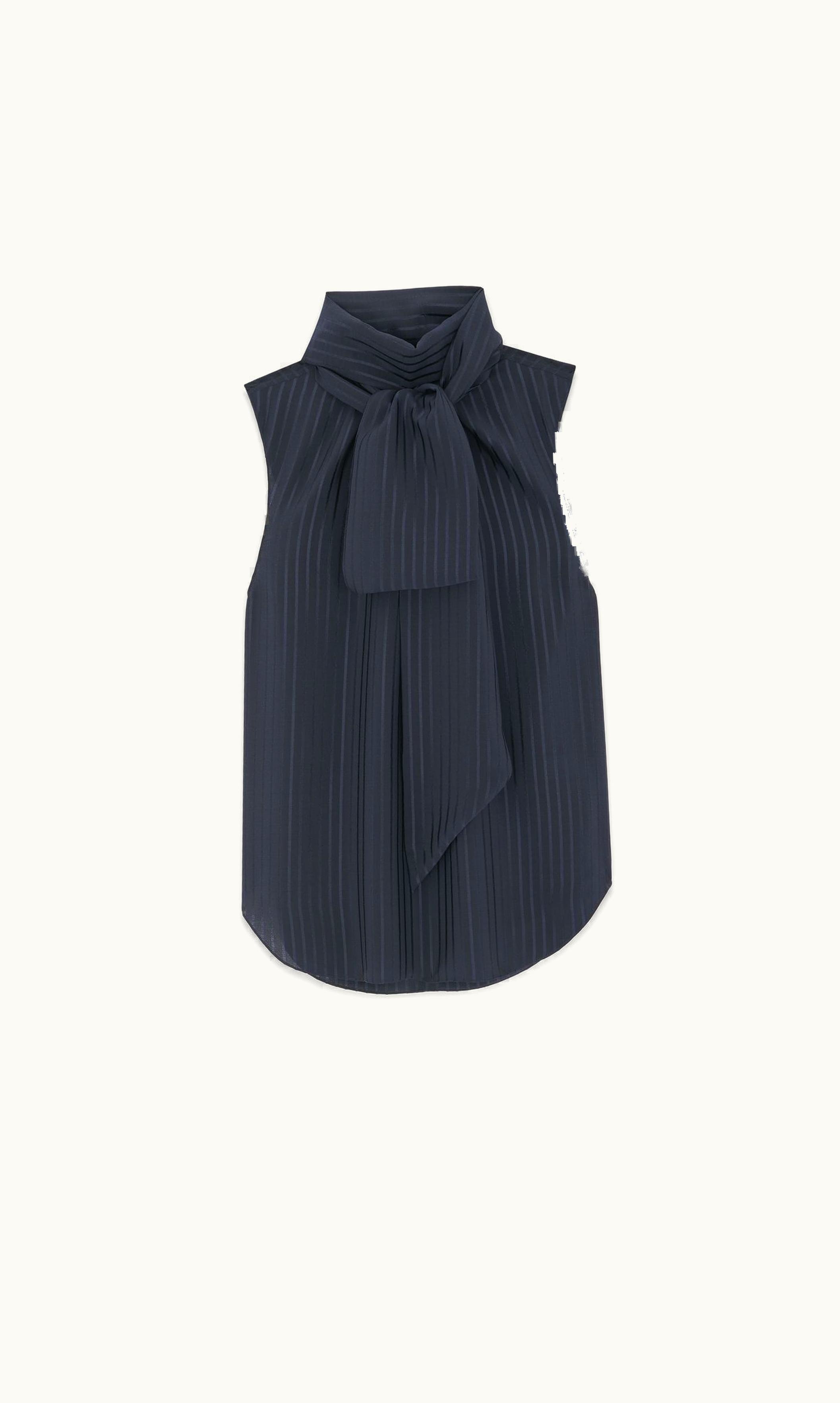 Saint Laurent Saint Laurent Lavallière-Neck Blouse In Matte And Shiny Striped Silk