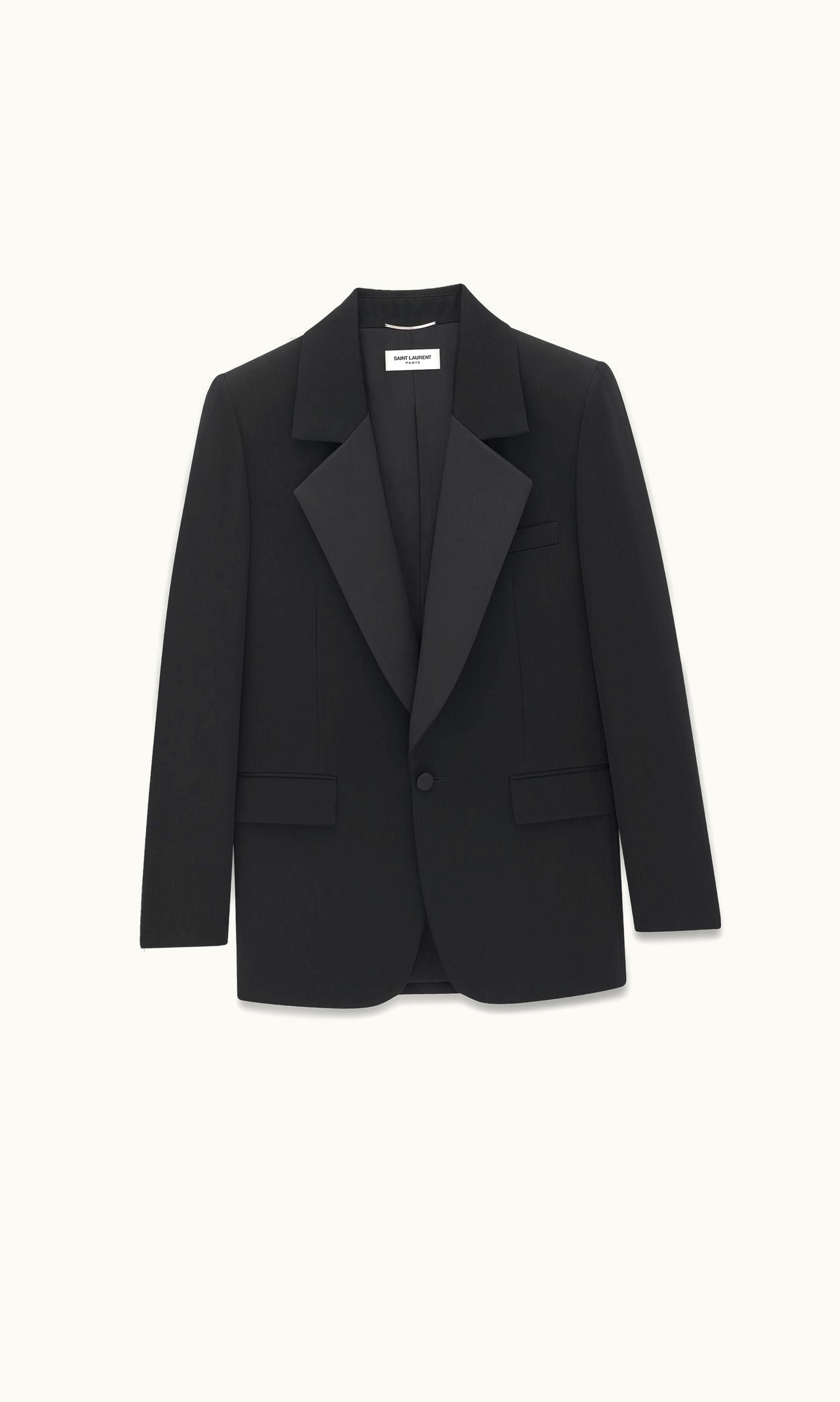 Saint Laurent Saint Laurent Single-Breasted Tuxedo Jacket In Grain De Poudre UZ0159271