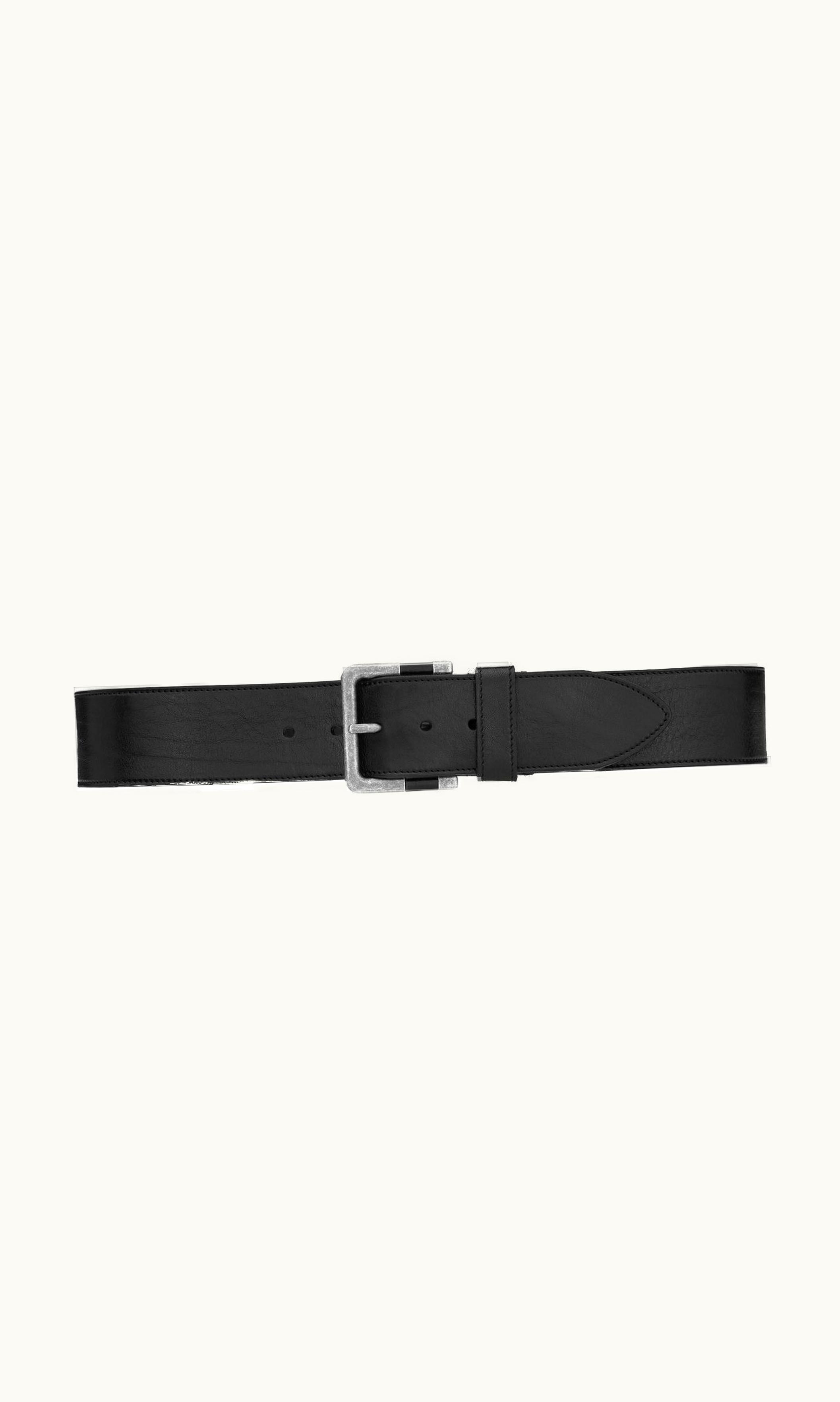 Saint Laurent Saint Laurent Carree Buckle Wide Belt In Vegetable-Tanned Leather